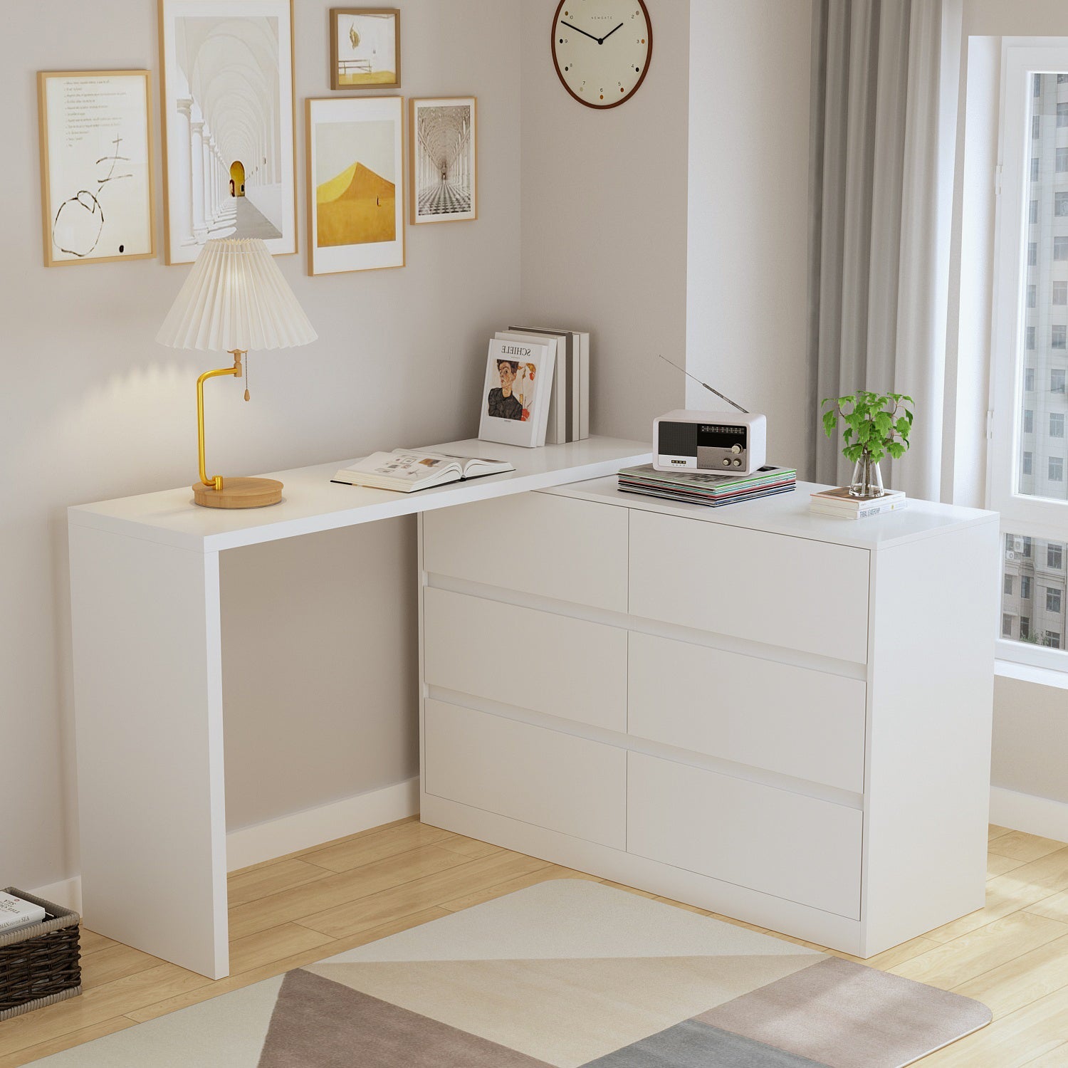 white christmas dresses 51.2 inches Modern Minimalist White/Black L-Shaped Rotatable Dresser W