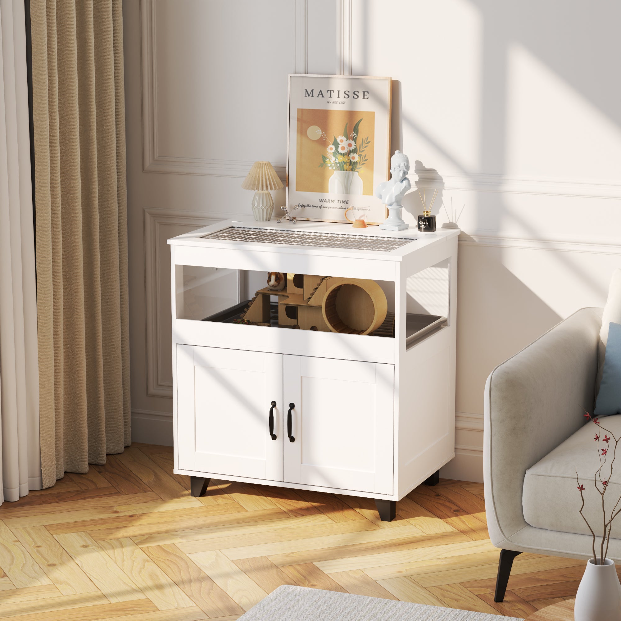 Spacious Hamster Cage With Removable Tray And Transparent View