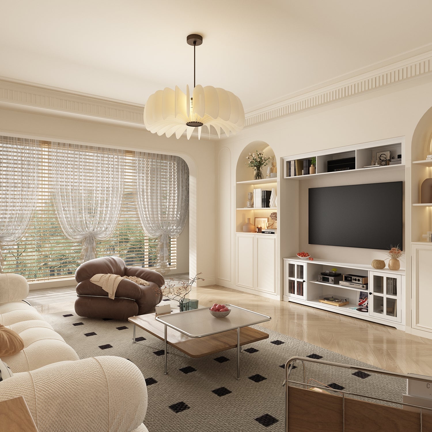 TV Stand Large Entertainment Wall Unit White Entertainment Center for Living Room