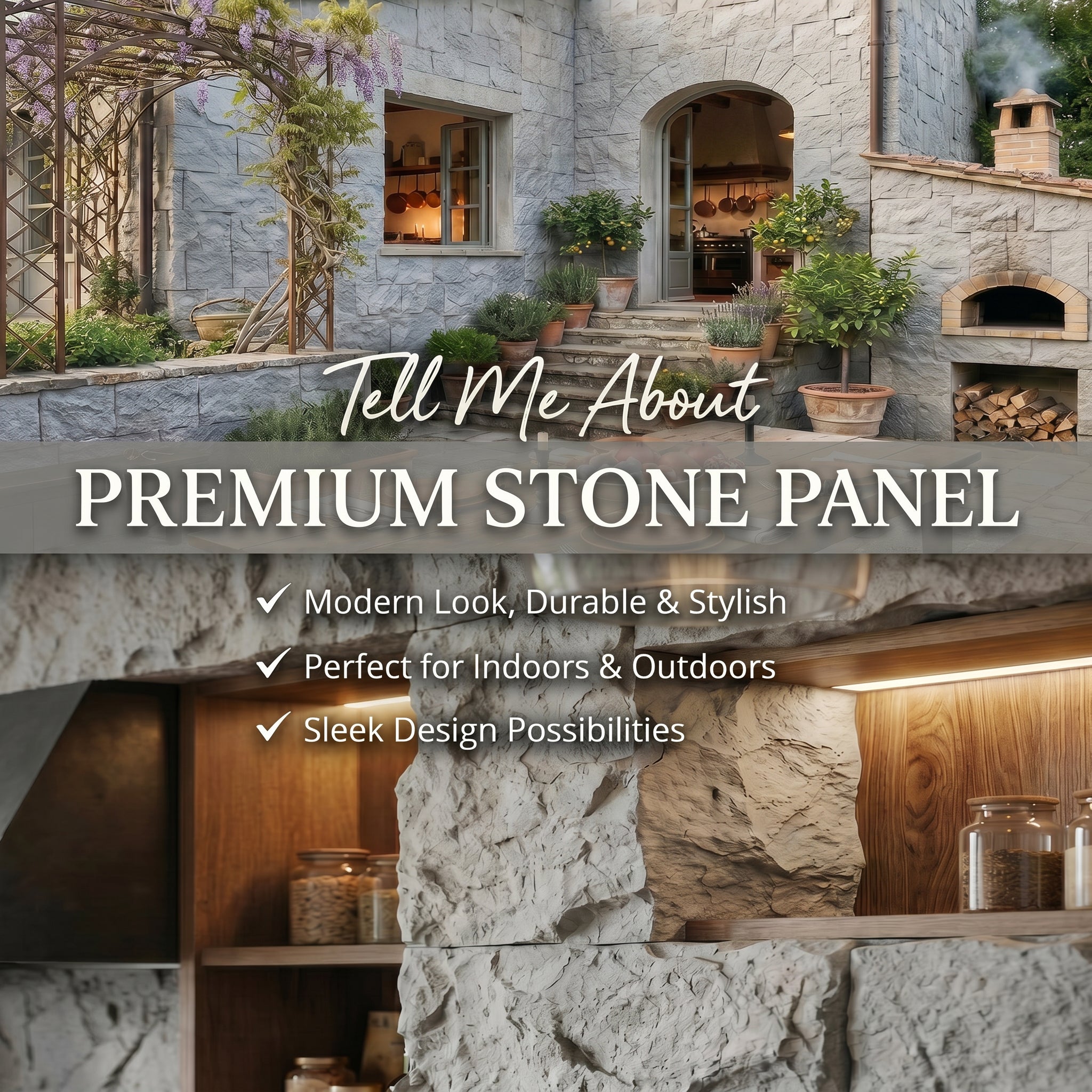 Light Gray Rough Faux Stone Wall Panel Set of 5, Indoor & Outdoor Lightweight Decor Wall Panels