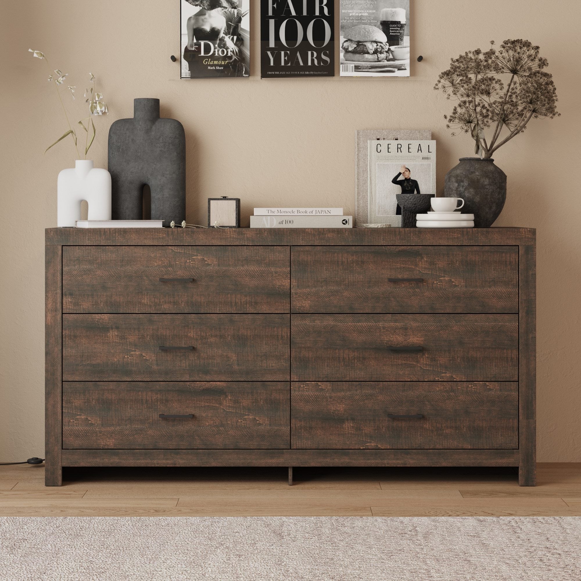 6-Drawer Dresser With Rustic Style