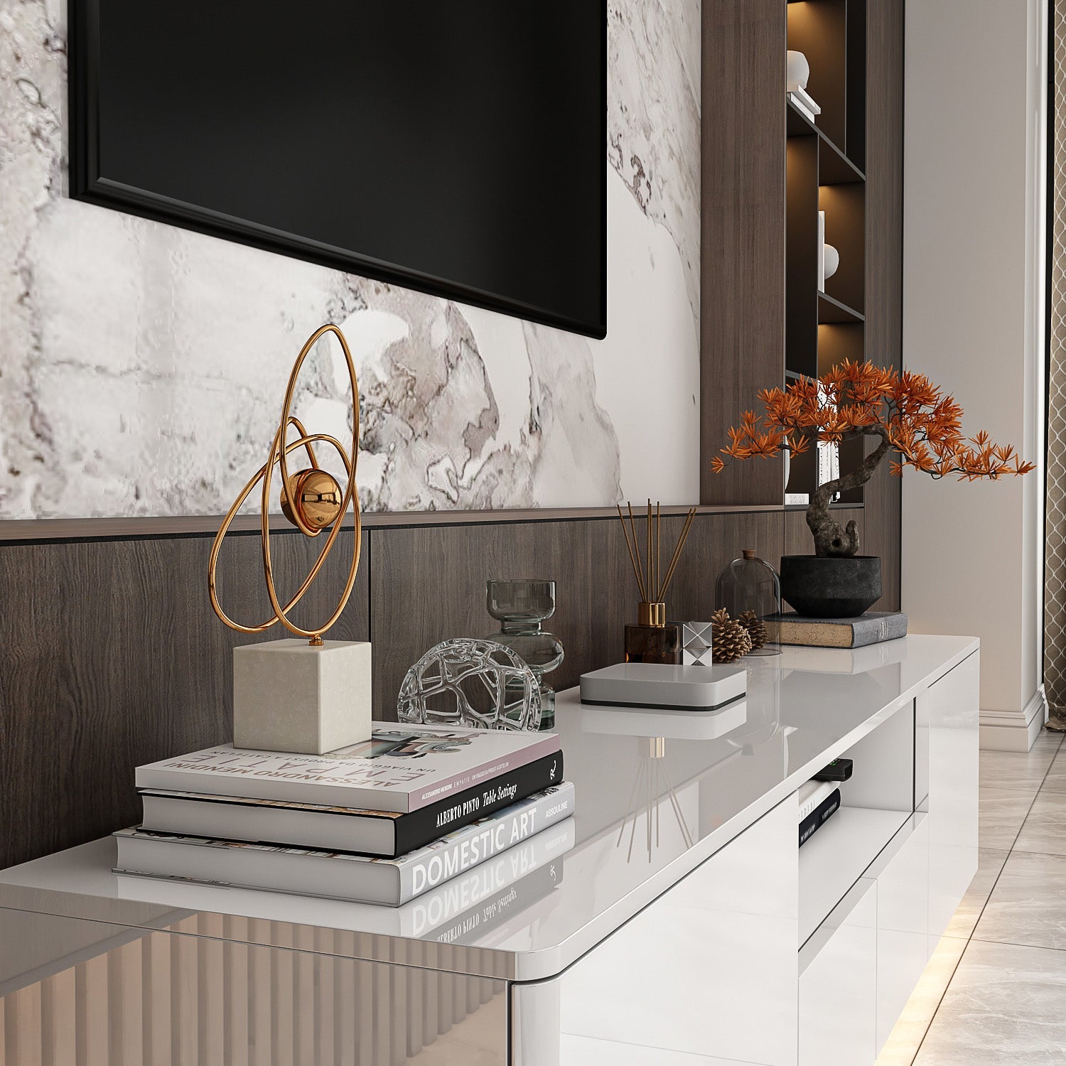 LED TV Stand Console Table Entertainment Center High Gloss