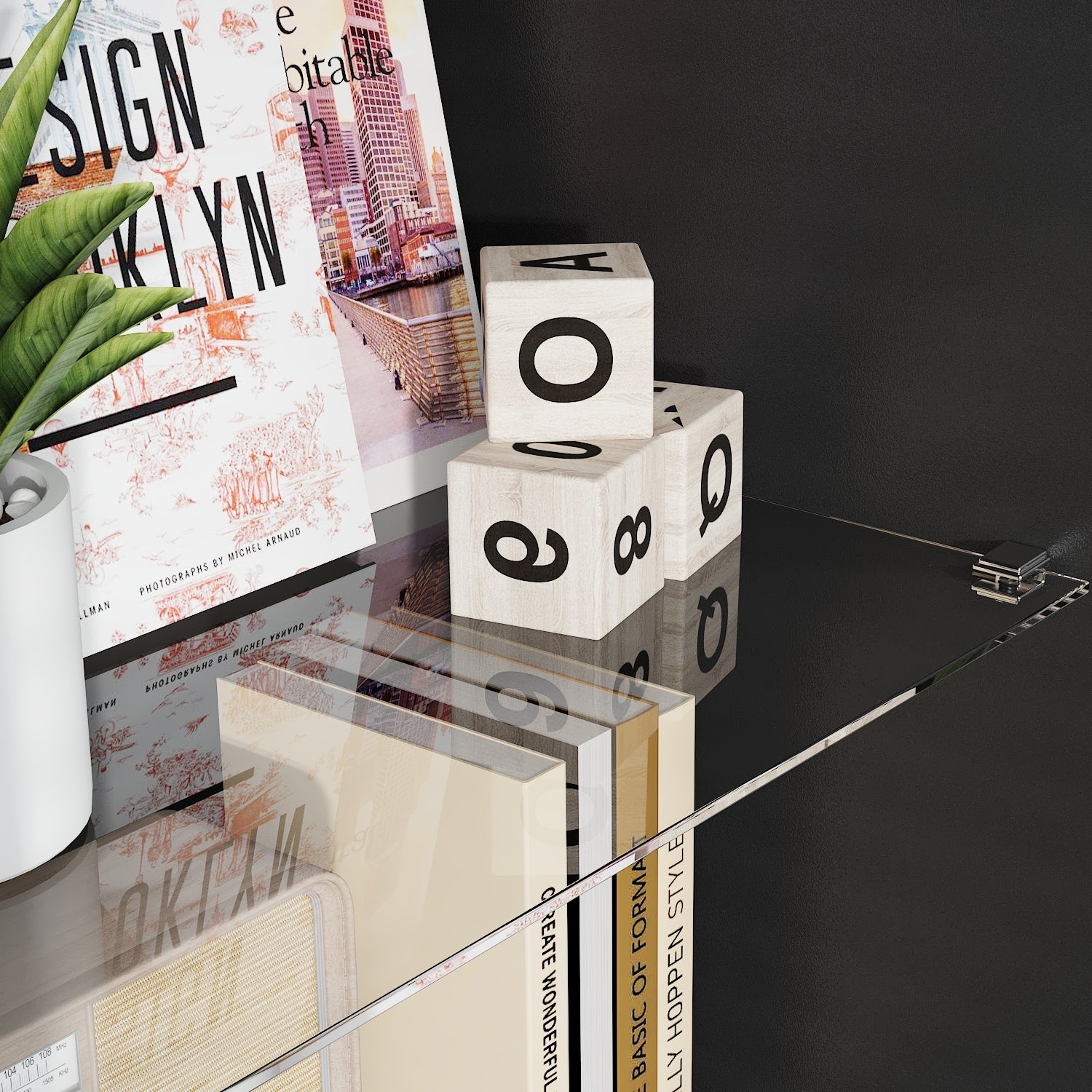 67'' Modern Tall Bookcase With Dual Cabinets, Glass Shelves & 3-Color LED Light Strips