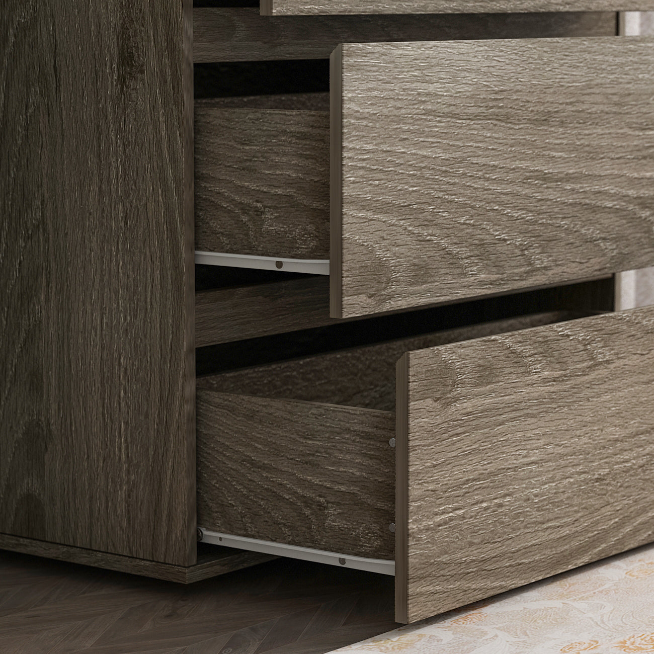 Chest Table Storage White Sideboard with 3 Drawers No-Handle Organizer