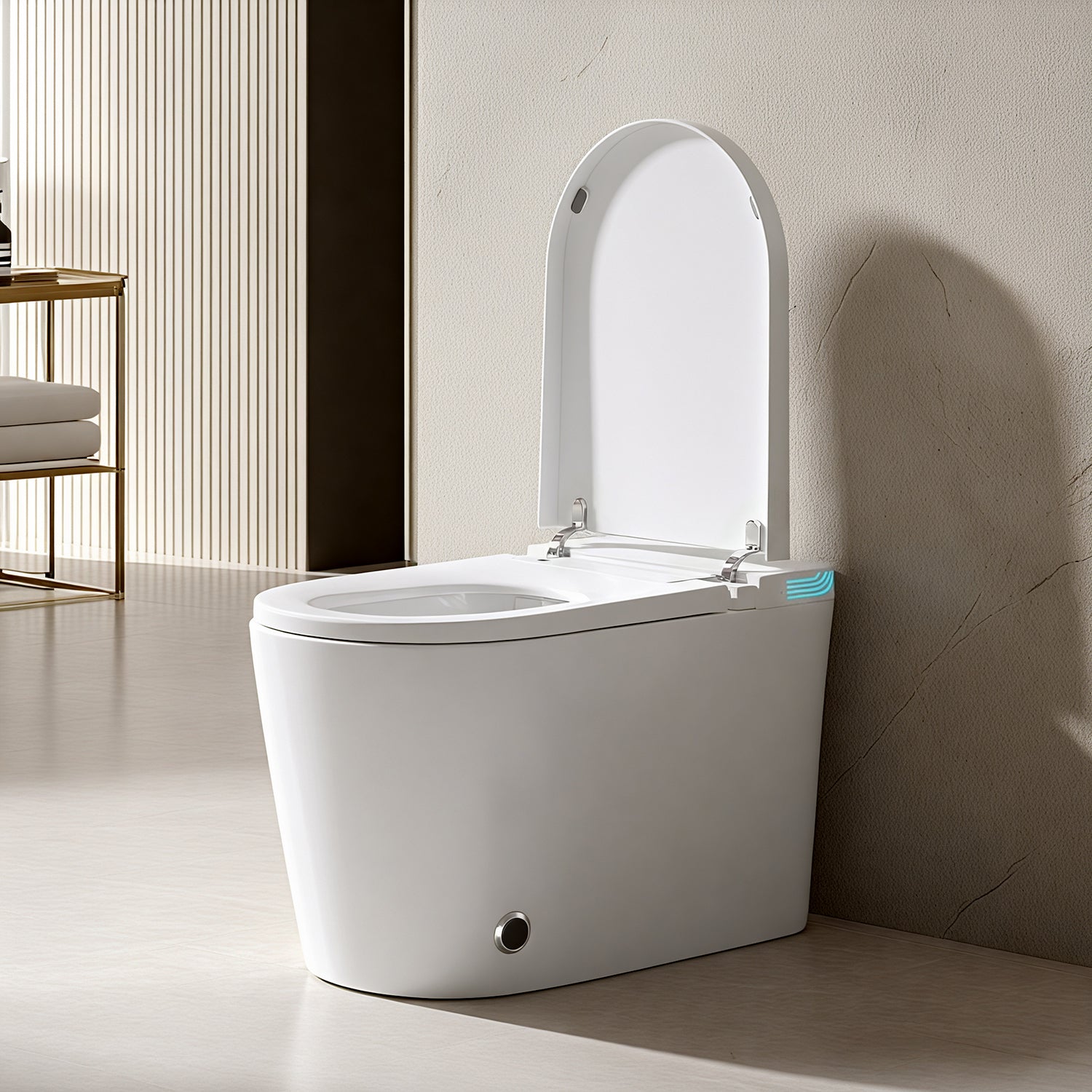 White smart toilet with ambient light