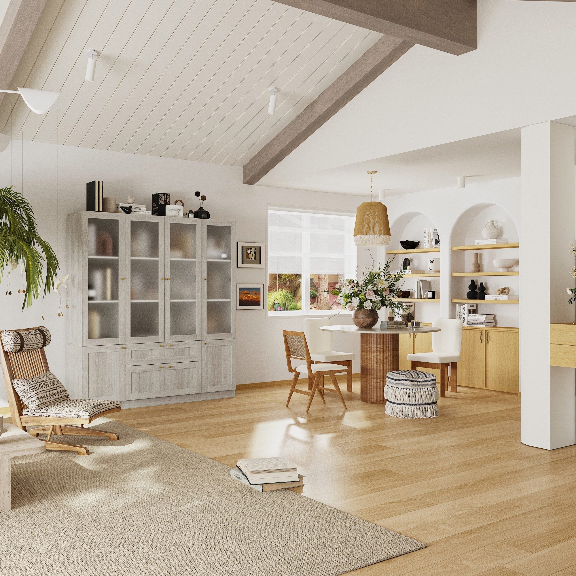 Adjustable Glass Display Cabinet With Frosted Doors And Spacious Storage