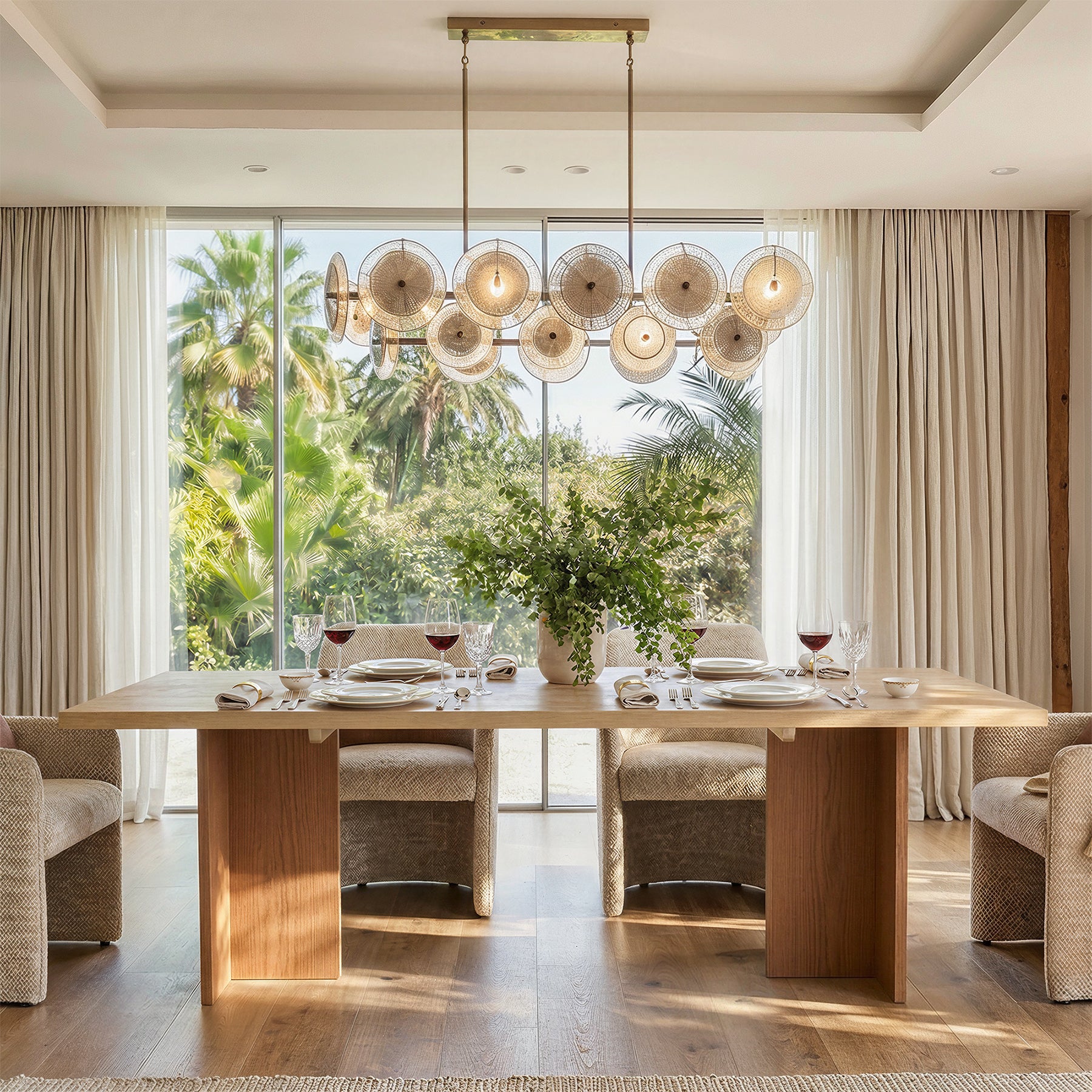 Wood dining table with oak legs