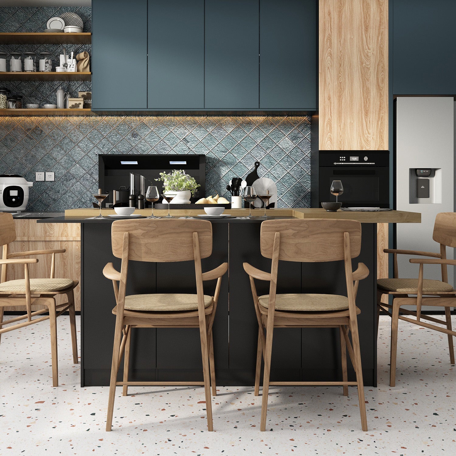 Kitchen Island with Solid + Manufactured Wood Top