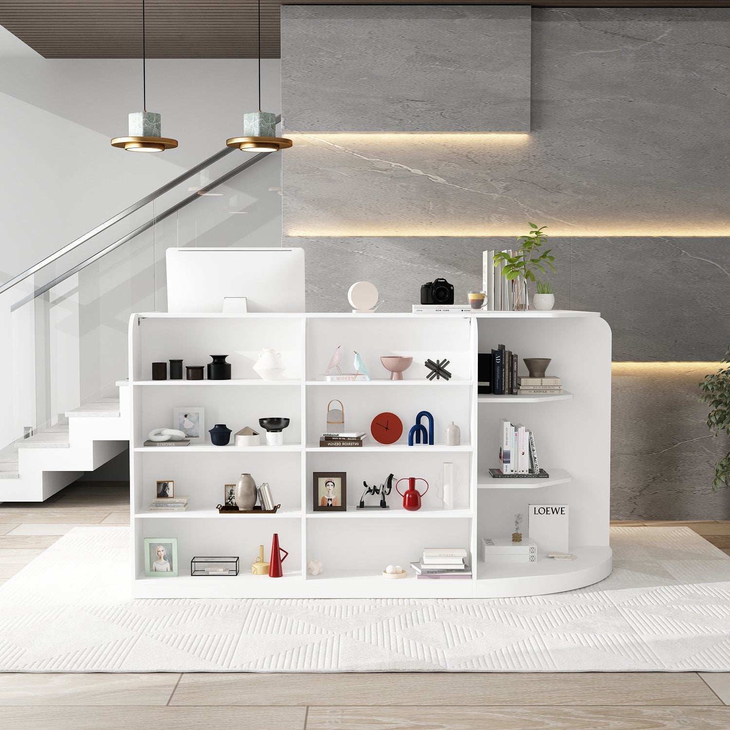 Large L-Shaped Reception Desk with 3 Drawers