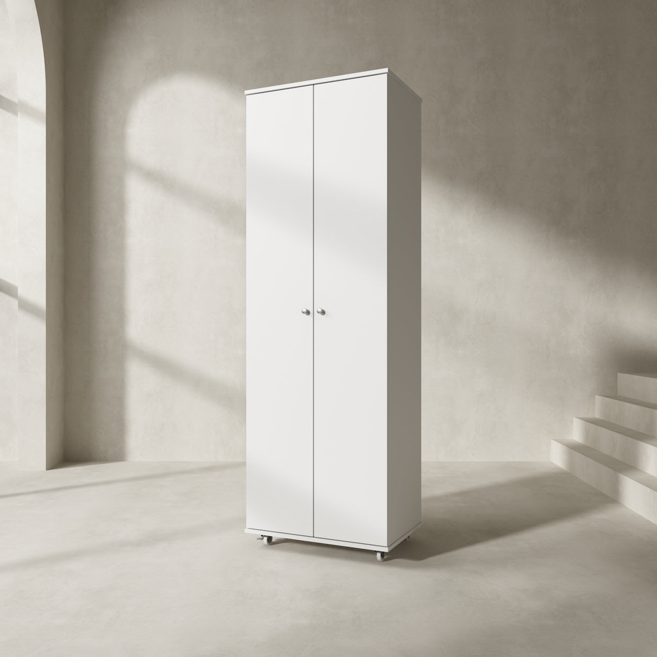 Large Shoe Cabinet with 2 Doors and Wheels 8-Tier Storage Shelves Wood Shoe Organizer Storage Cabinet