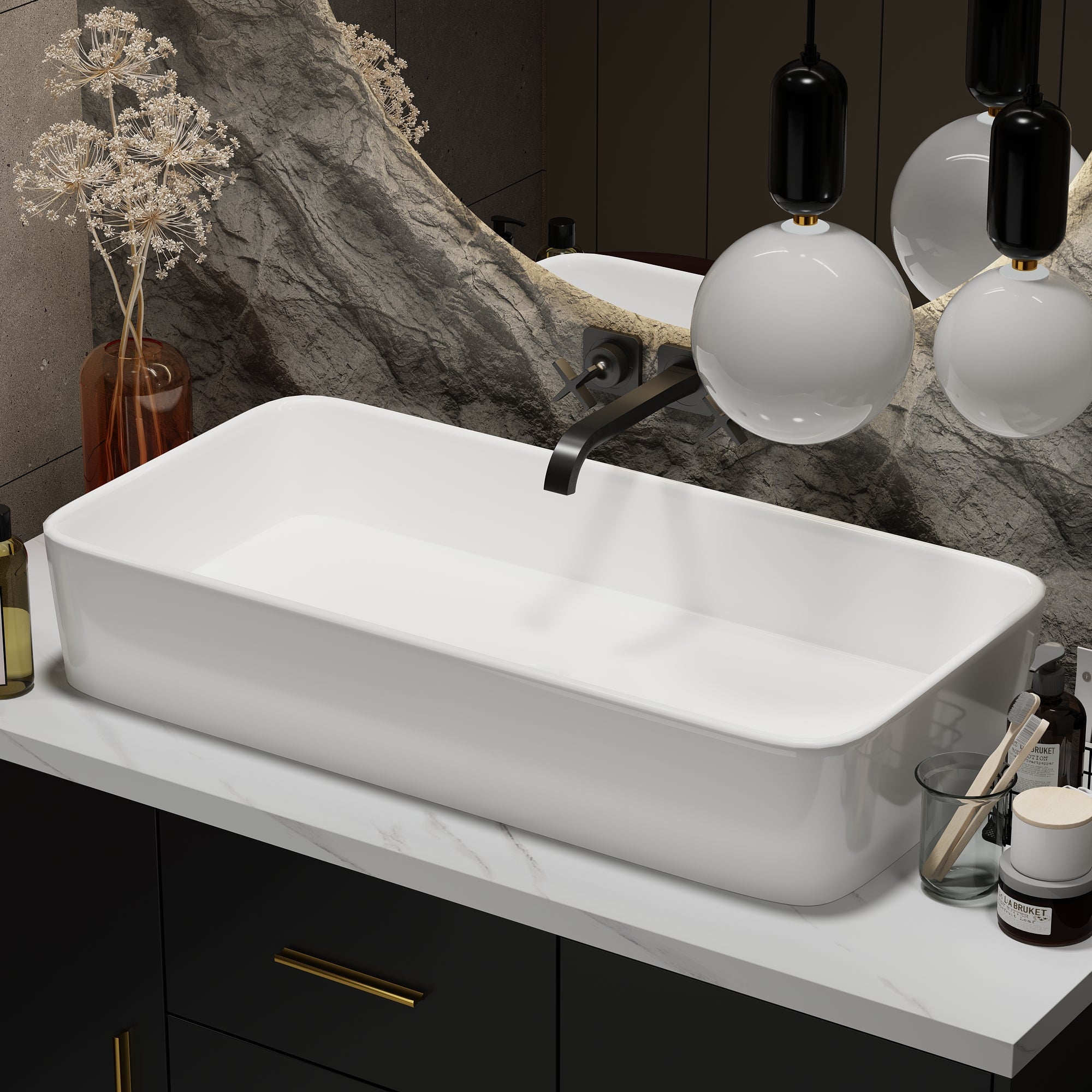 47.2'' Single Bathroom Vanity with Solid + Manufactured Wood Top