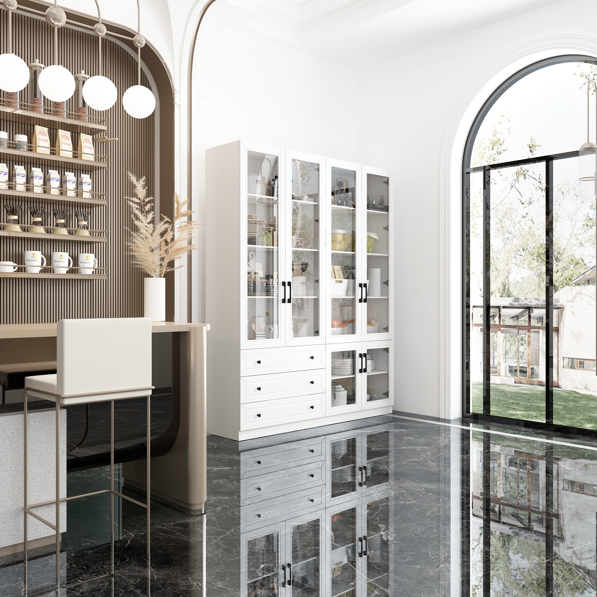 74.8”H China Cabinet Display Case With Light