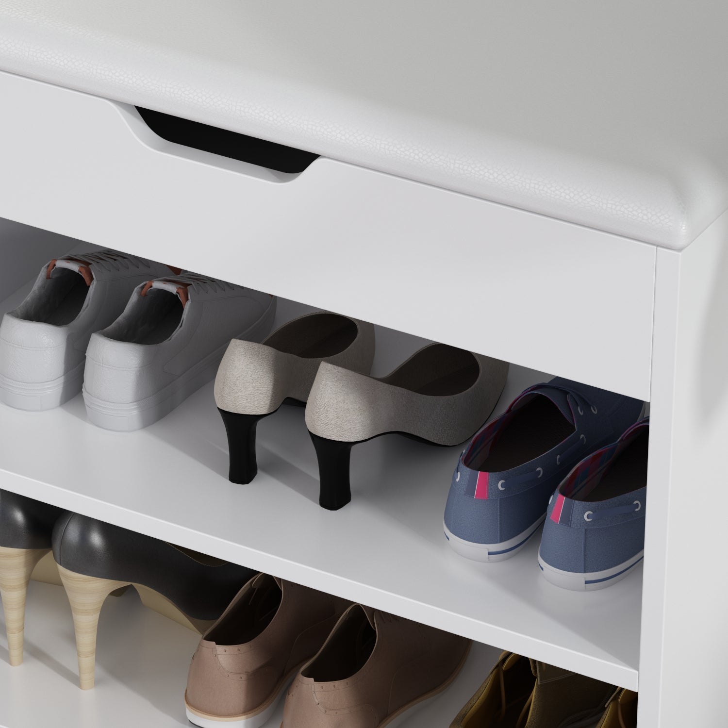 Shoe Storage Bench Shoe Rack Upholstered Pad with 2 Compartments