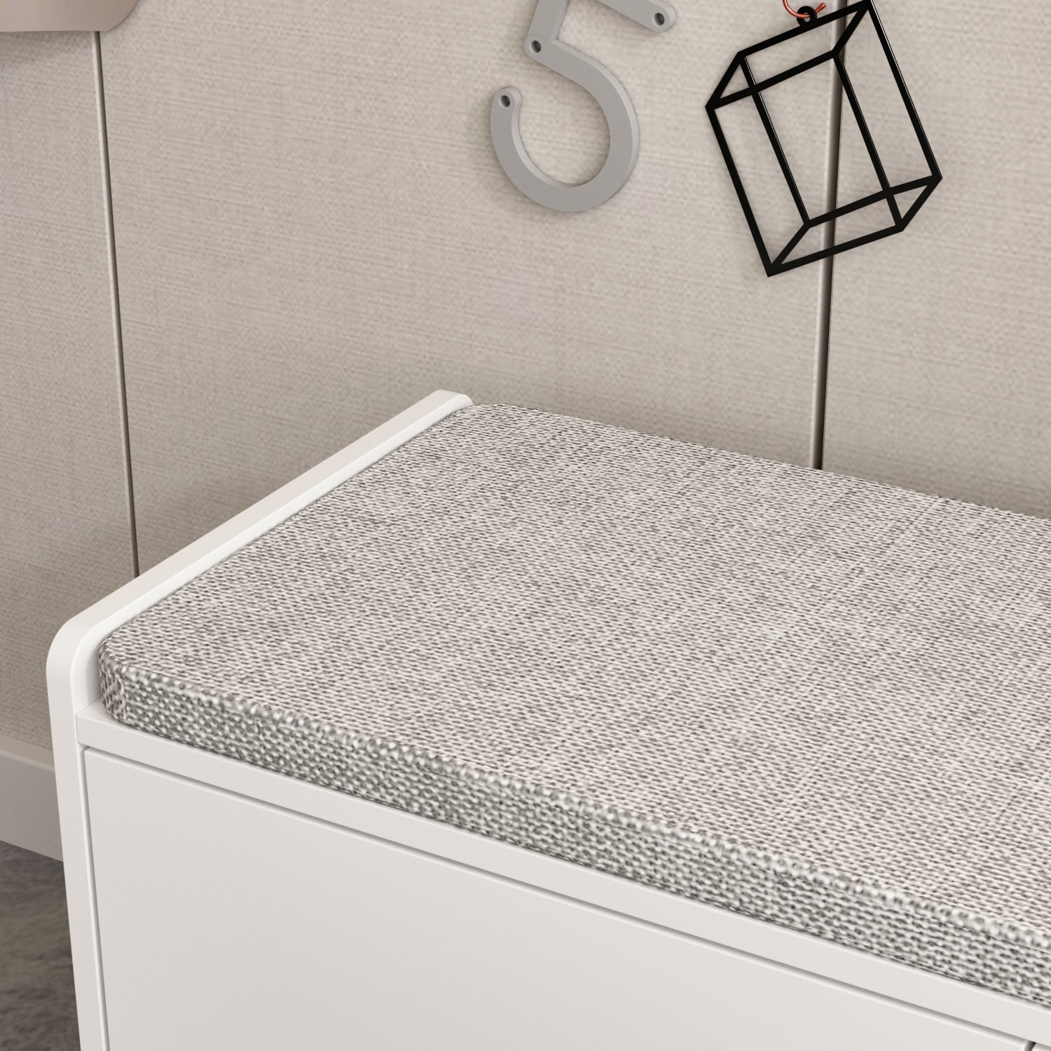 Shoe Storage Bench Shoe Rack Storage Shelf with Cushion 2-Door for Entryway