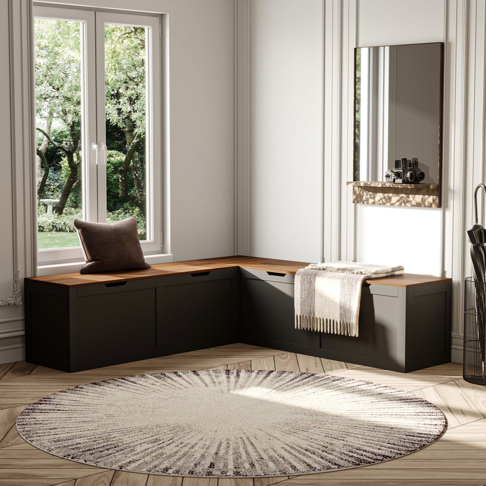 Corner Shoe Storage Bench