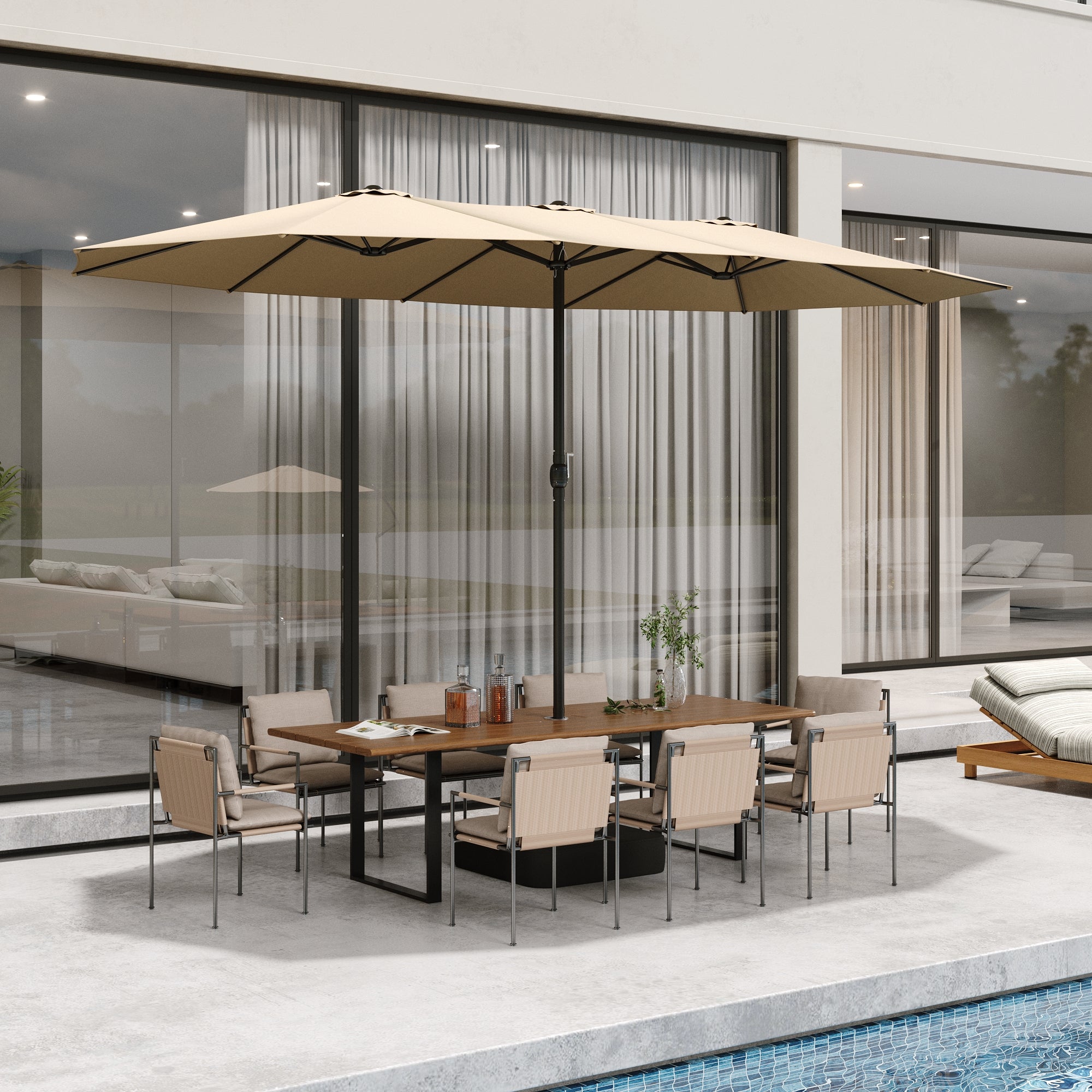 Outdoor Patio Umbrella With Adjustable Tilt And Sturdy Base