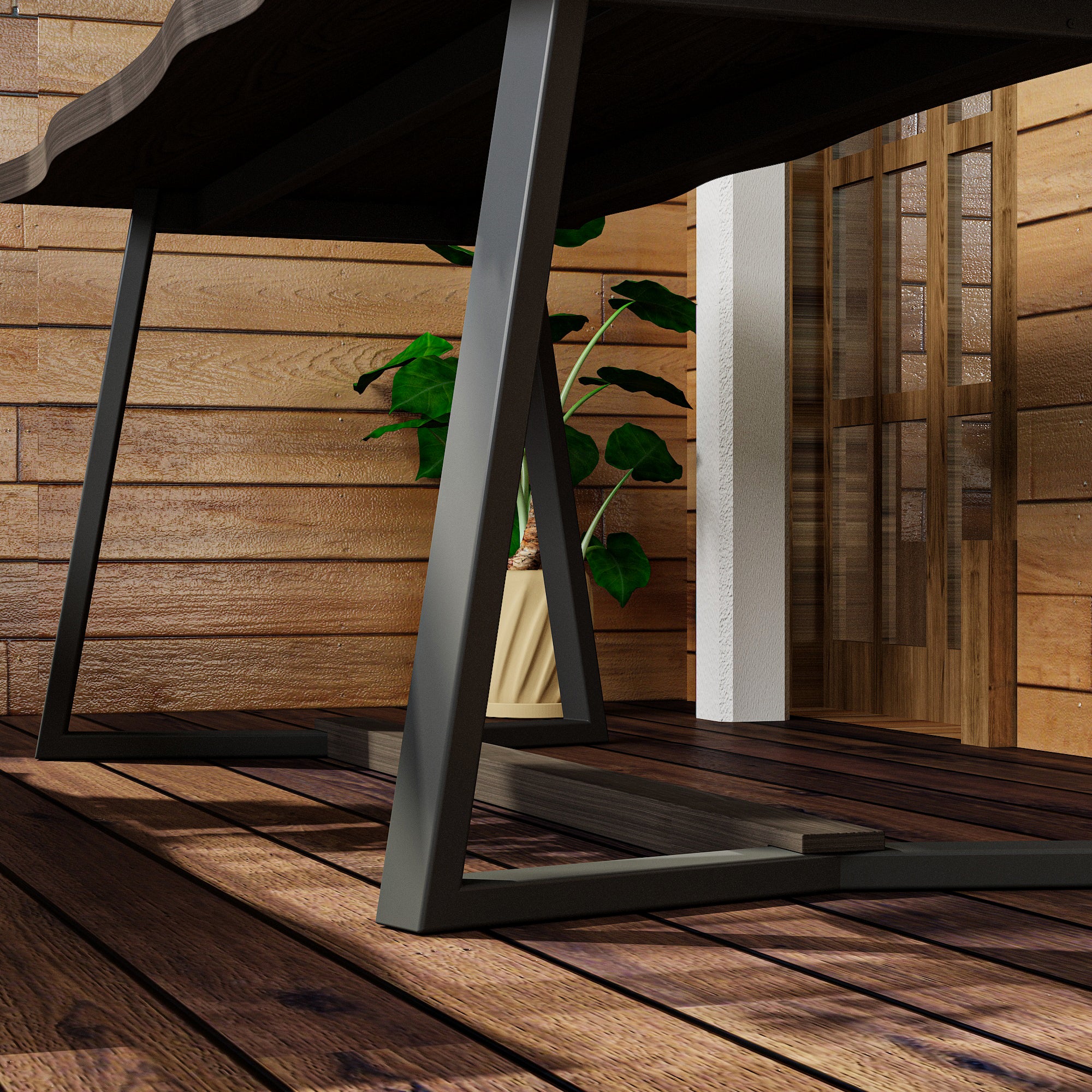 Wood Patio Dining Set with Bench