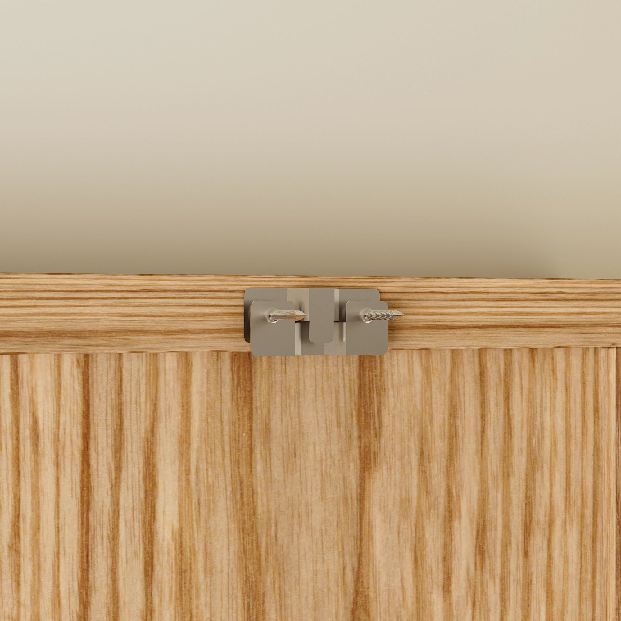 Wood wall cabinet with glass doors and open cubby shelves