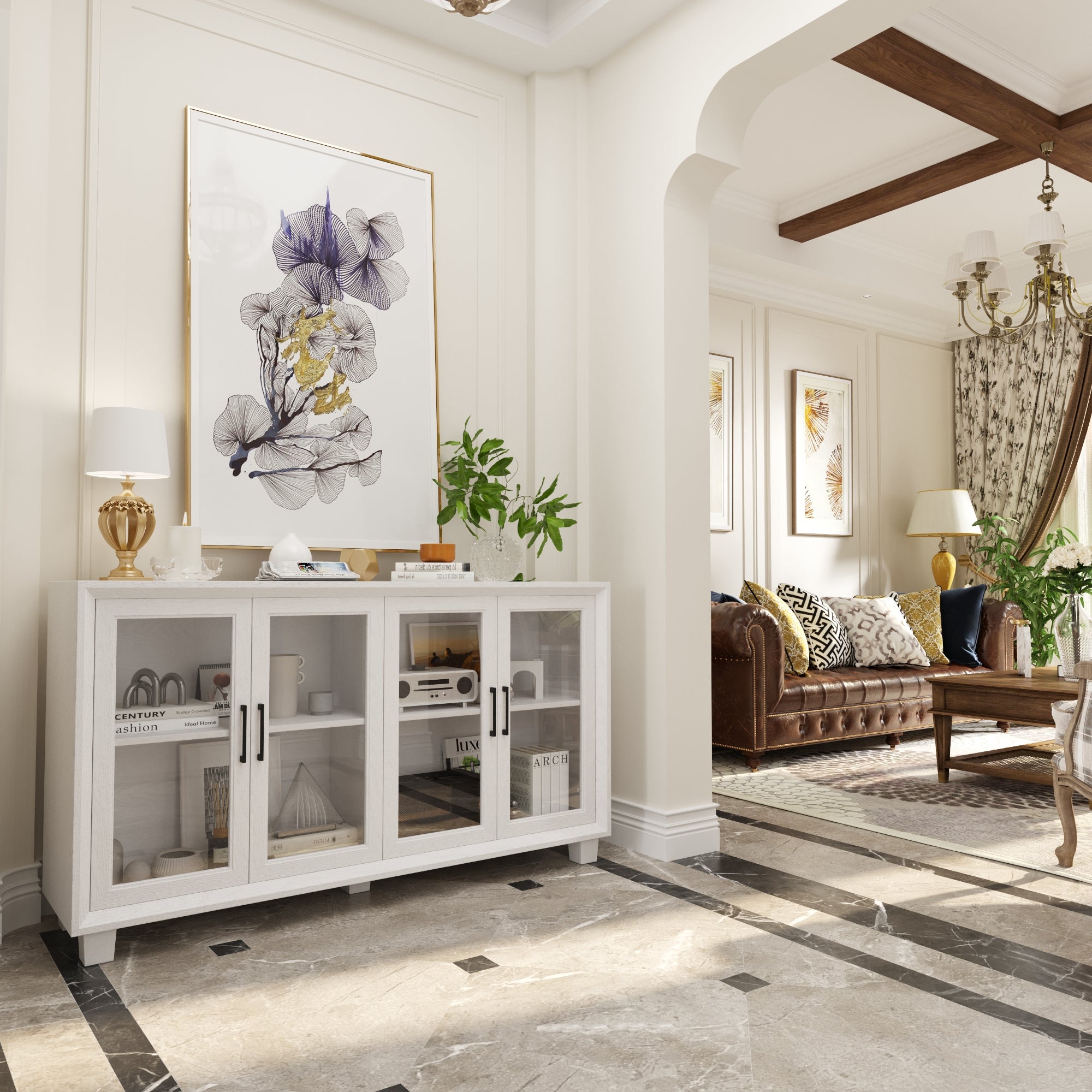 Accent Cabinet With Tempered Glass Door