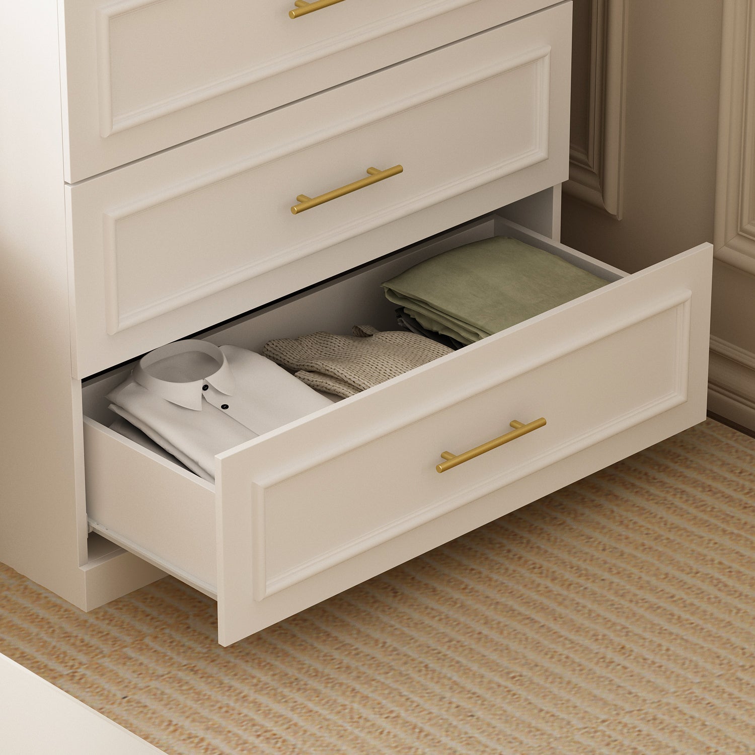 74.9'' H 6 Glass Door Armoire w/ Hanging Rod & 3 Drawers