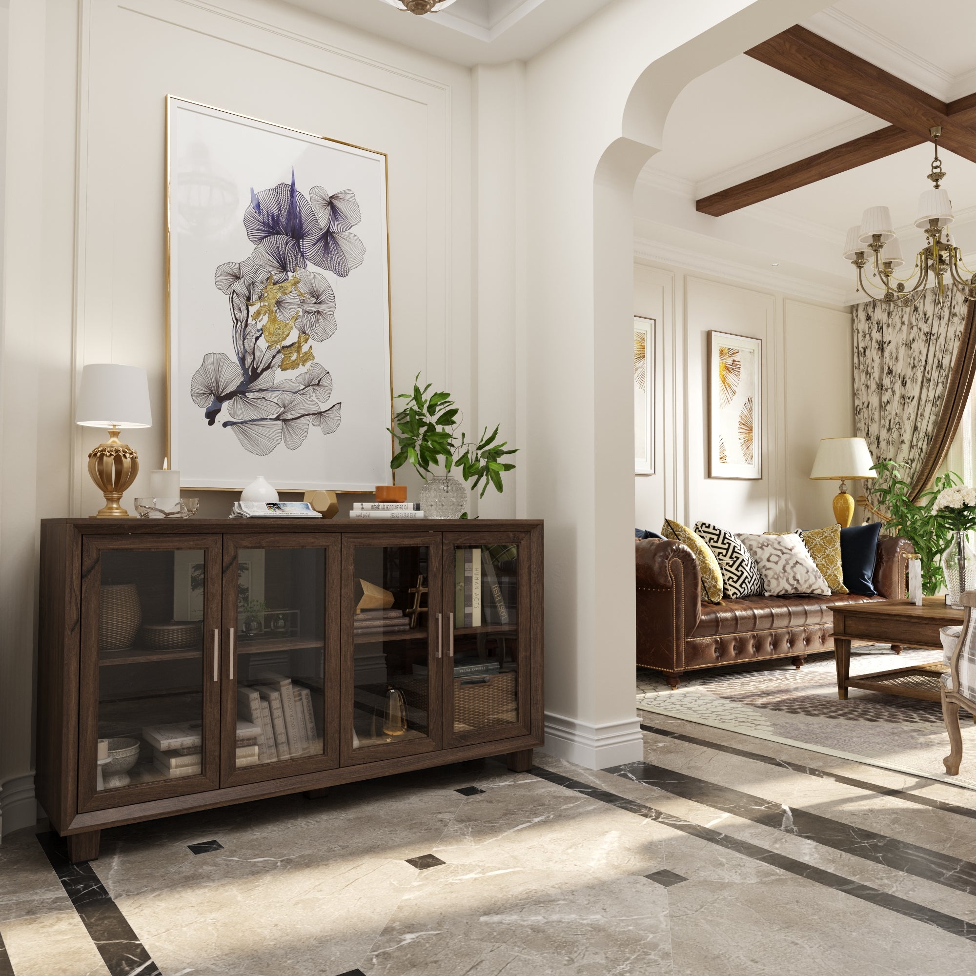 Accent Cabinet With Tempered Glass Door