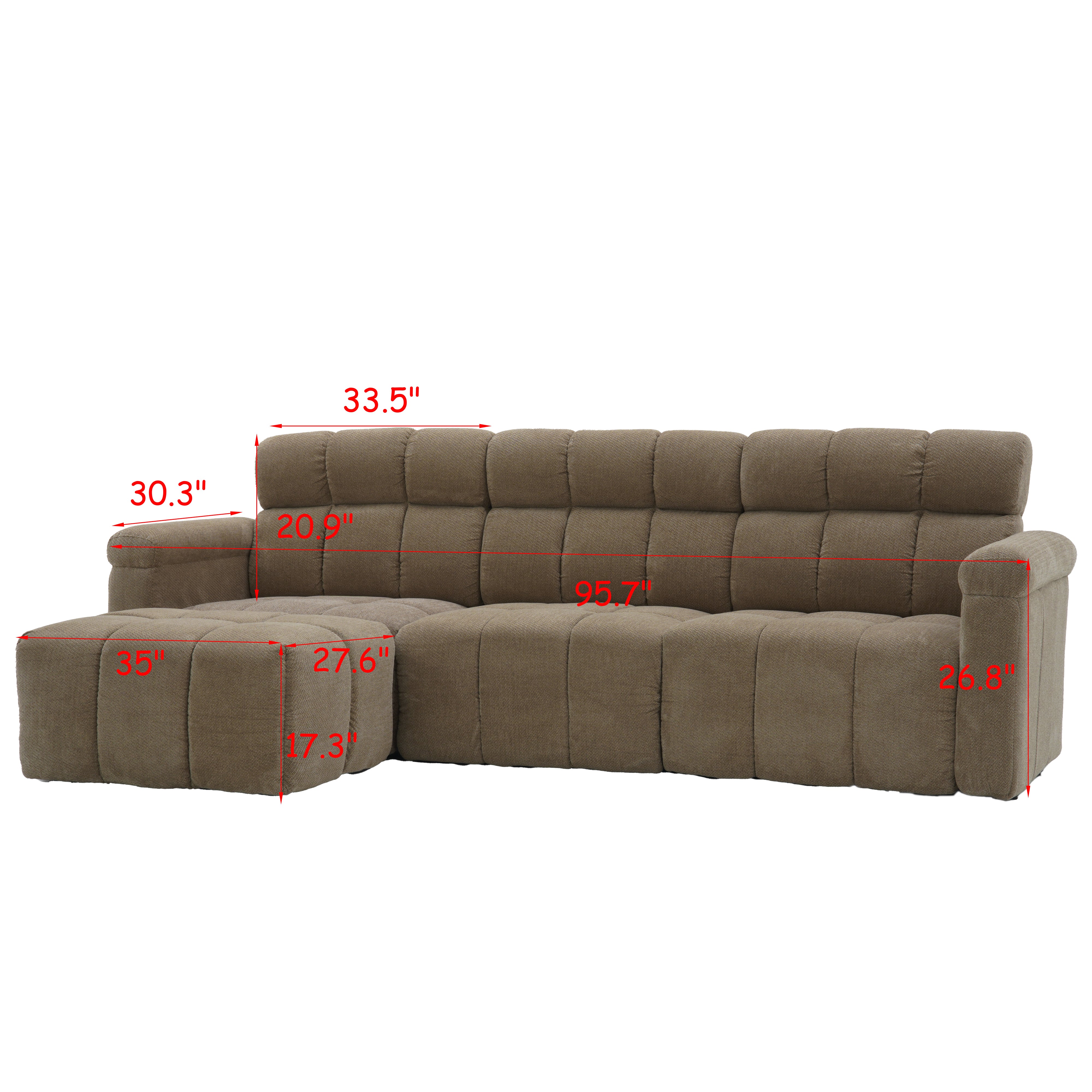 4-Piece Modern Upholstered L-Shape Sectional Sofa With Premium Fabric