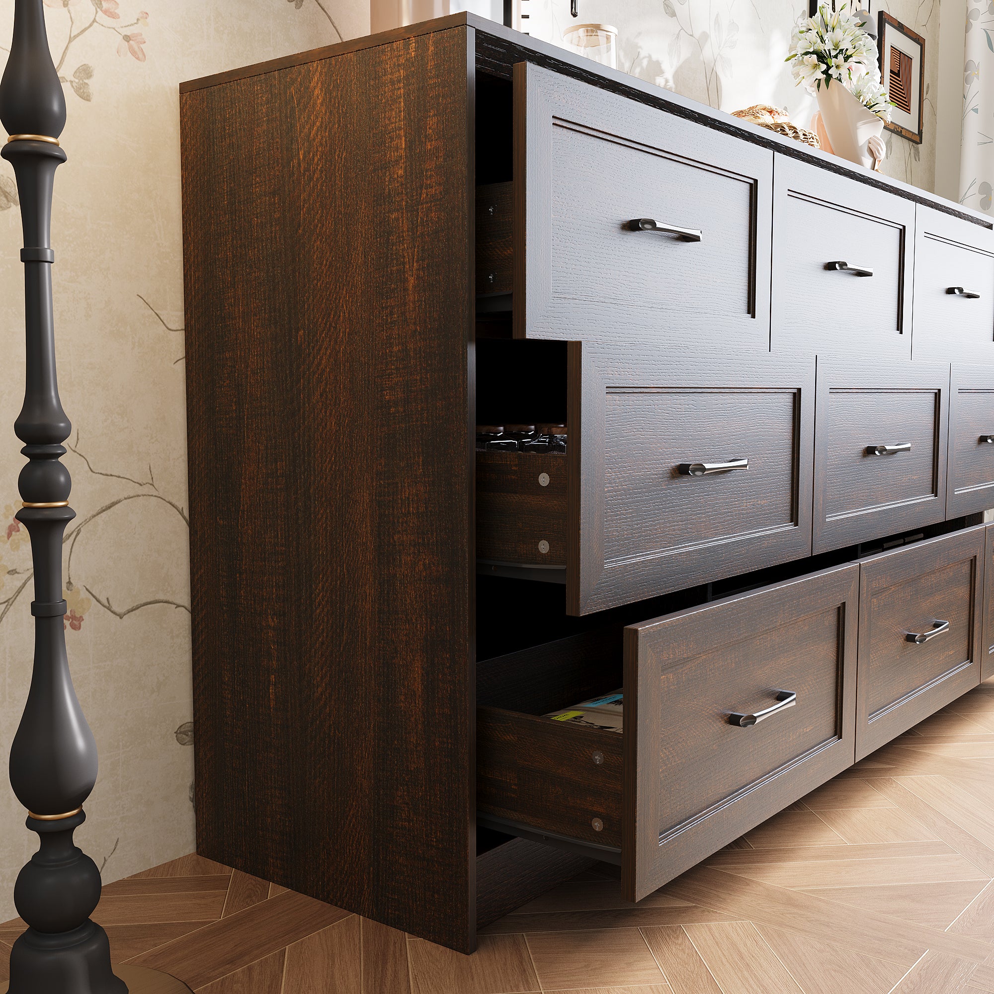 3-Drawer & 2-Door Accent Cabinet Storage Solution For Entryway, Living Room & Bedroom