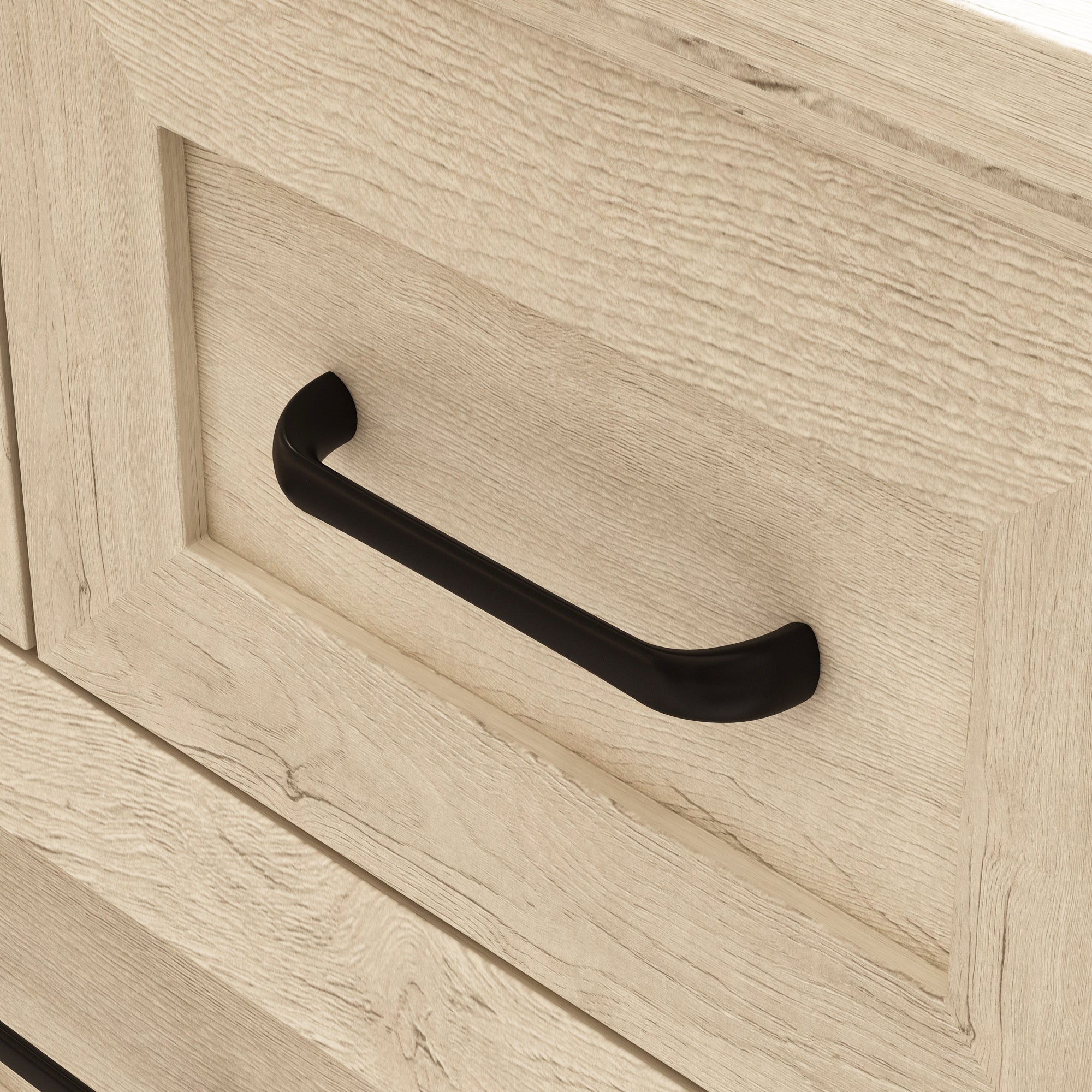 Modern Rustic Accent Chest With Four Drawers, Black Metal Handles – Distressed Light Oak