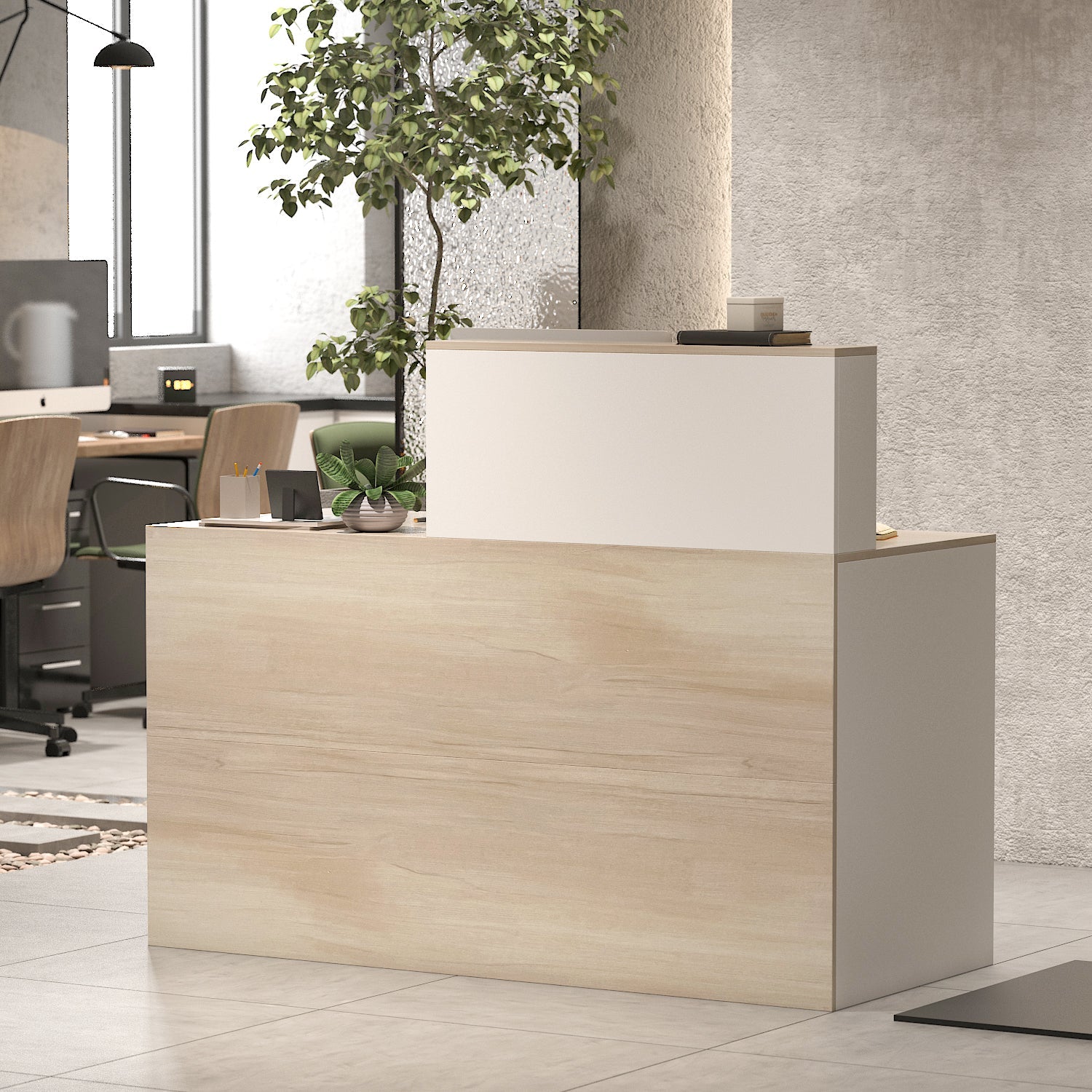 Reception Desk with Counter & Filing Cabinets for Checkout & Retail