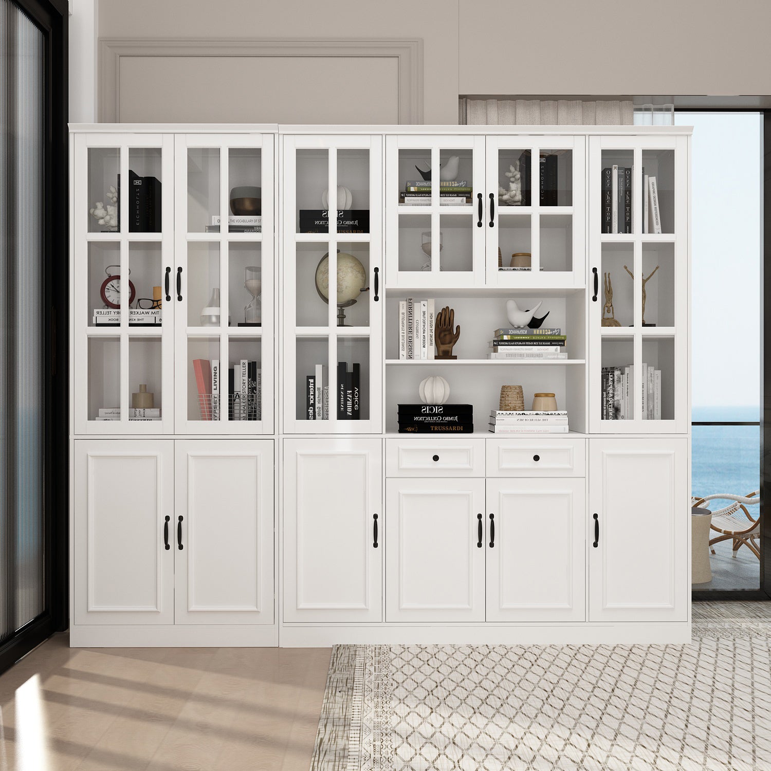 78.7'' Display Book Cabinet, Multi-tier Storage Shelf for Books & Collectibles