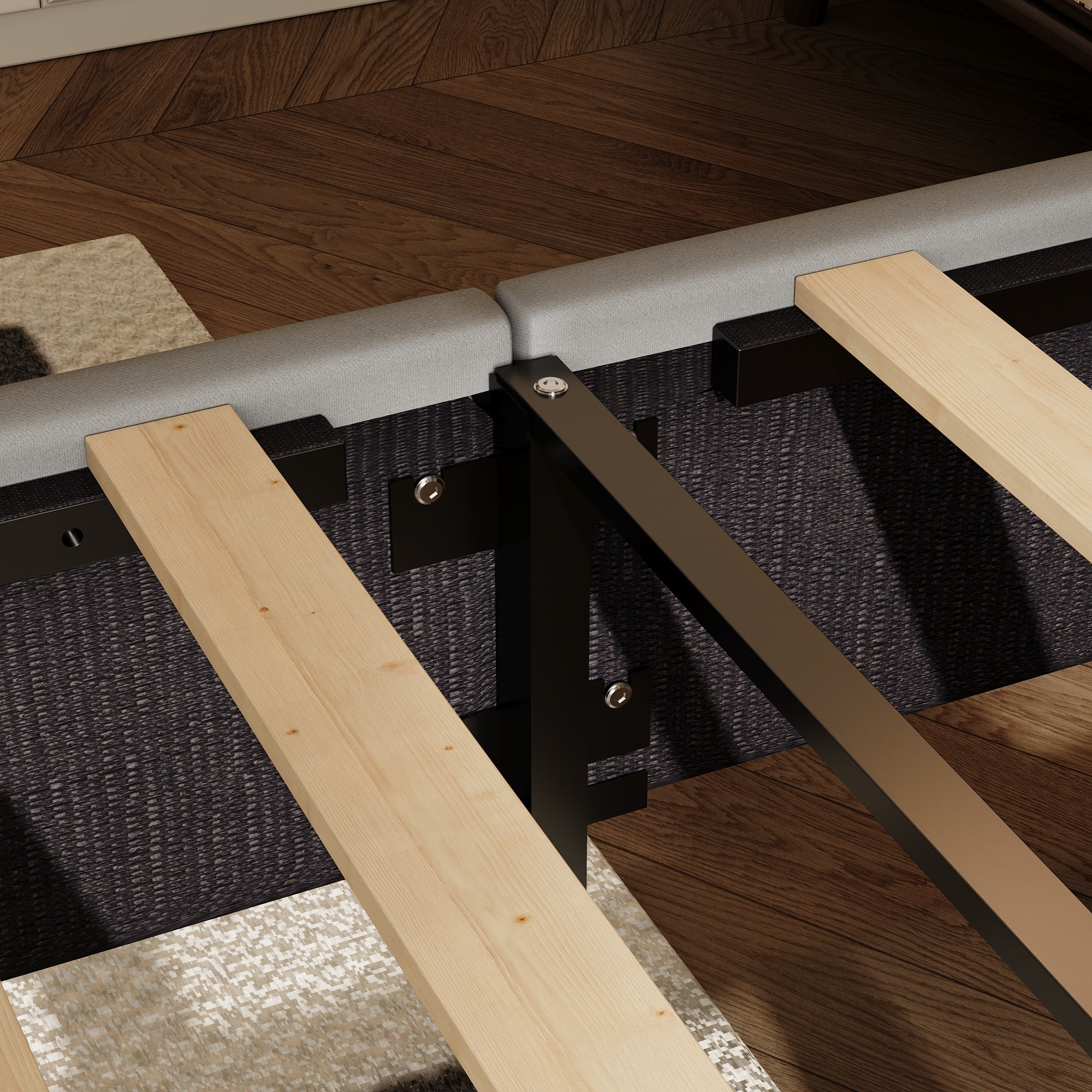 King Size Upholstered Bed With Sturdy Frame