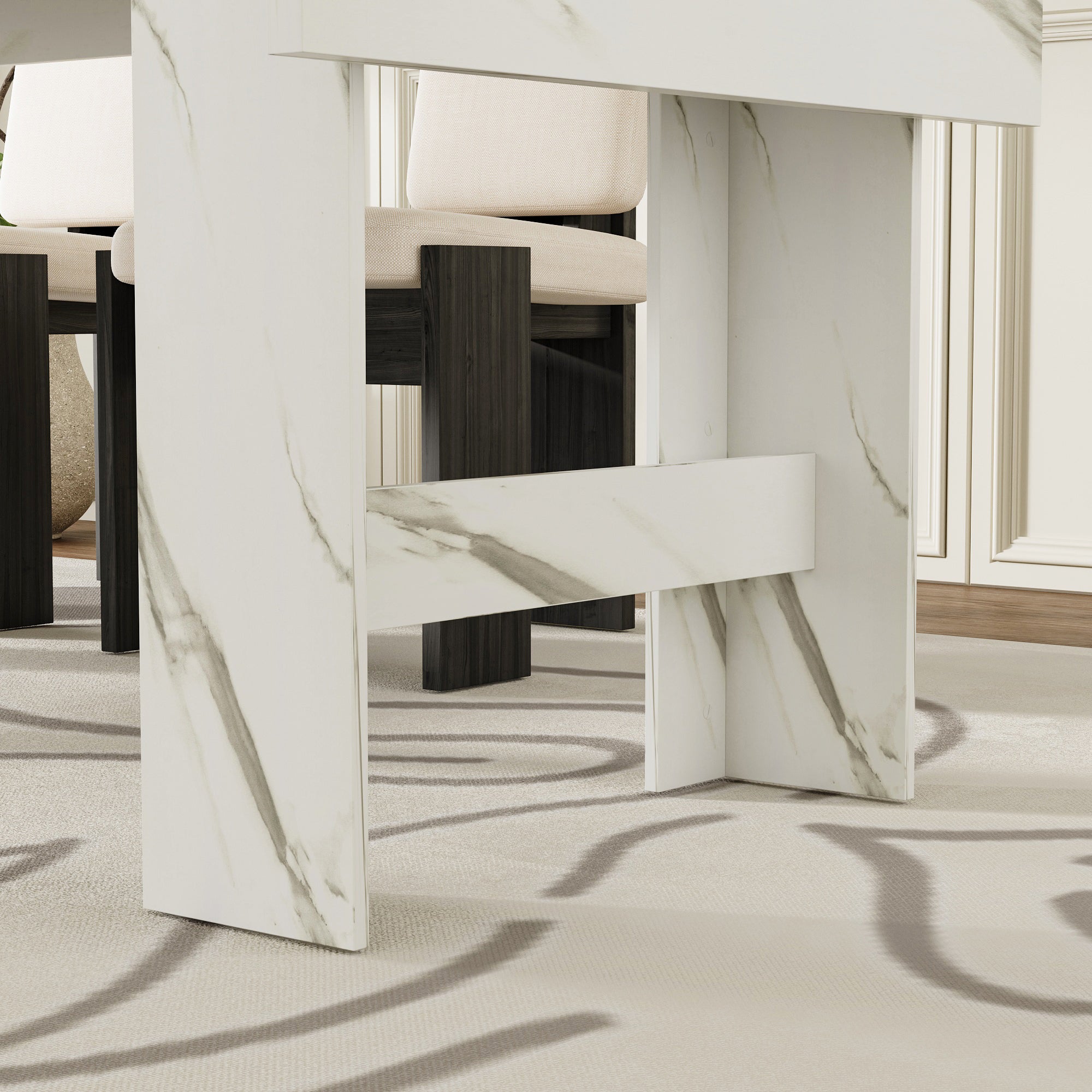 94.5"W Dining Table With Leaf