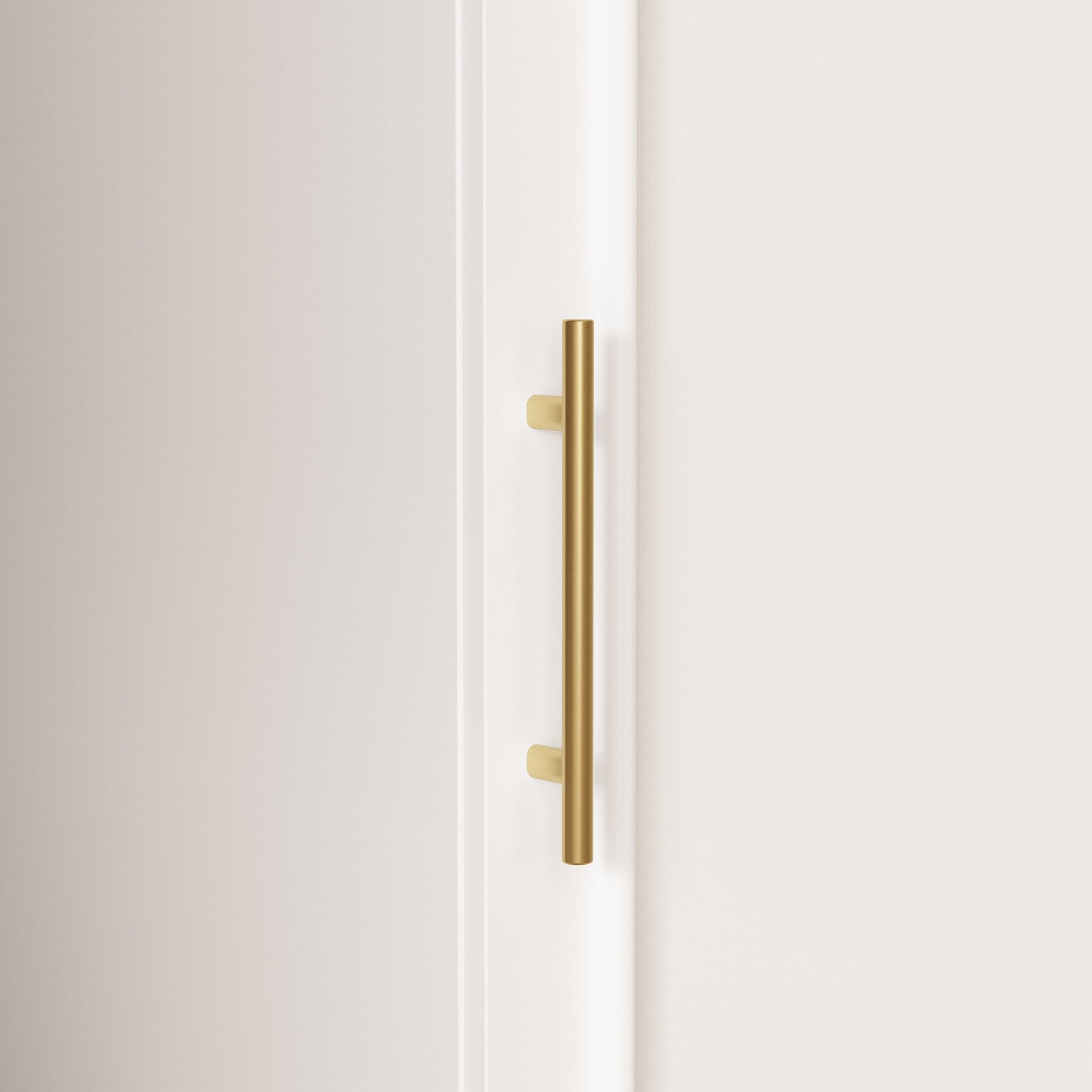 Compact Wardrobe With Dual Doors, Space-Saving Design With Golden Handles And Multiple Storage Sections