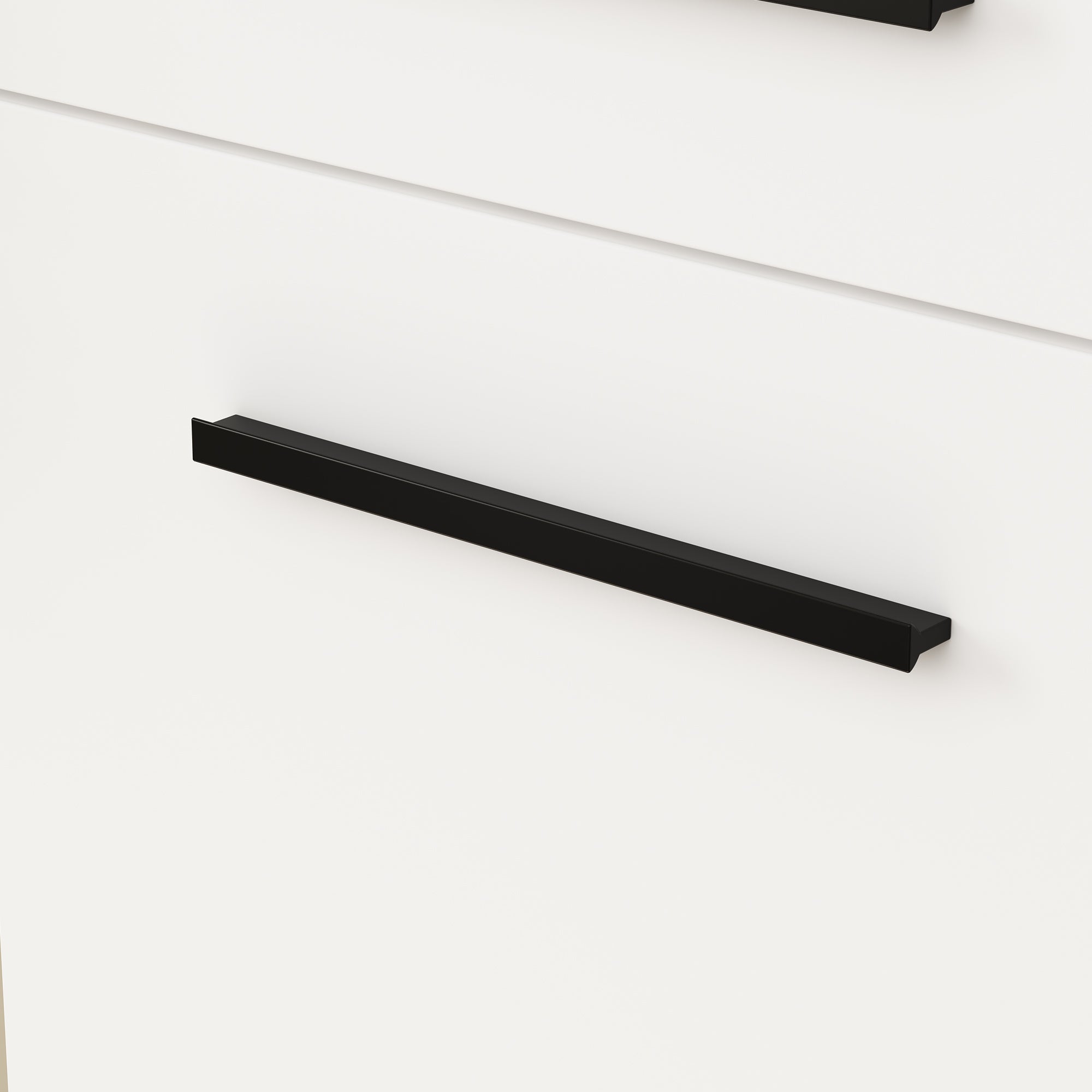 Black rectangular object on a white background