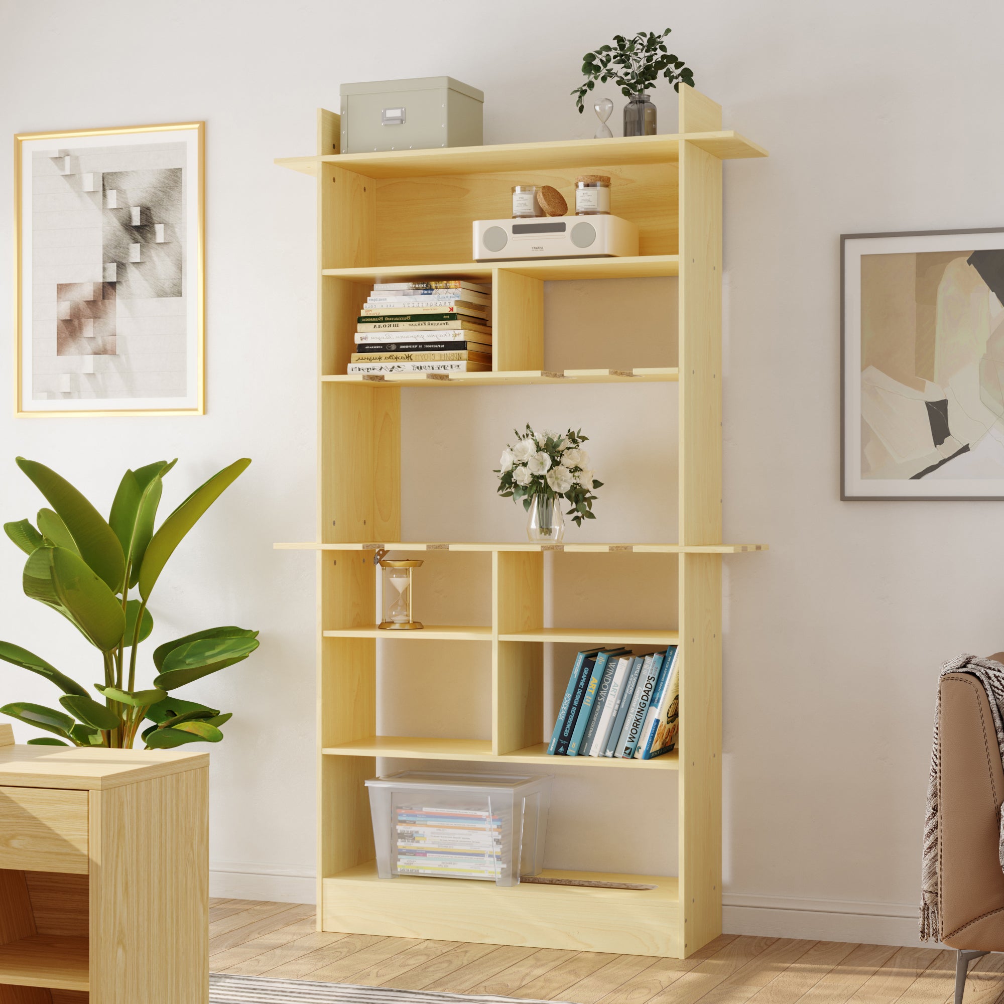 67.7'' H 6-Tier Wood Bookcase