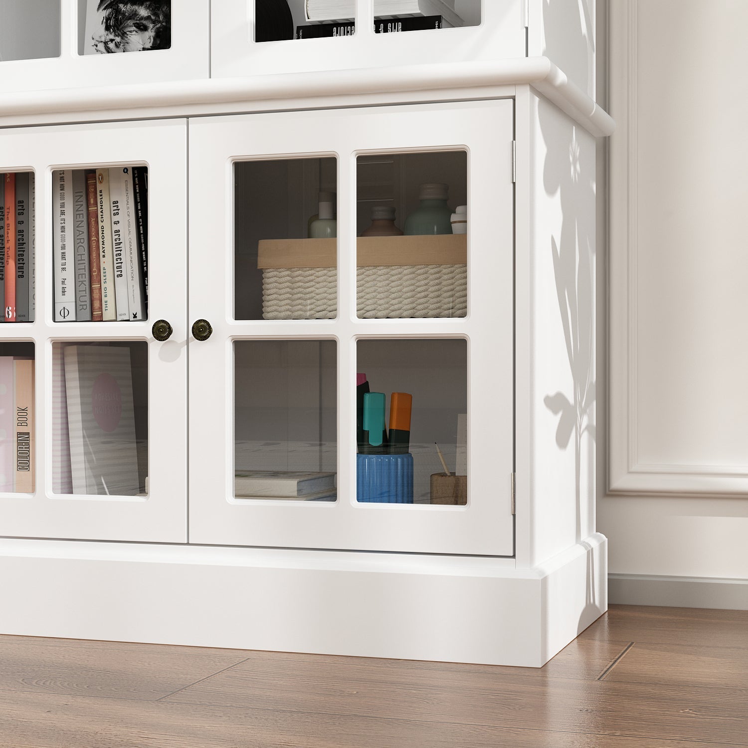 125 '' W Entertainment Center With Storage Cabinets And Glass Doors