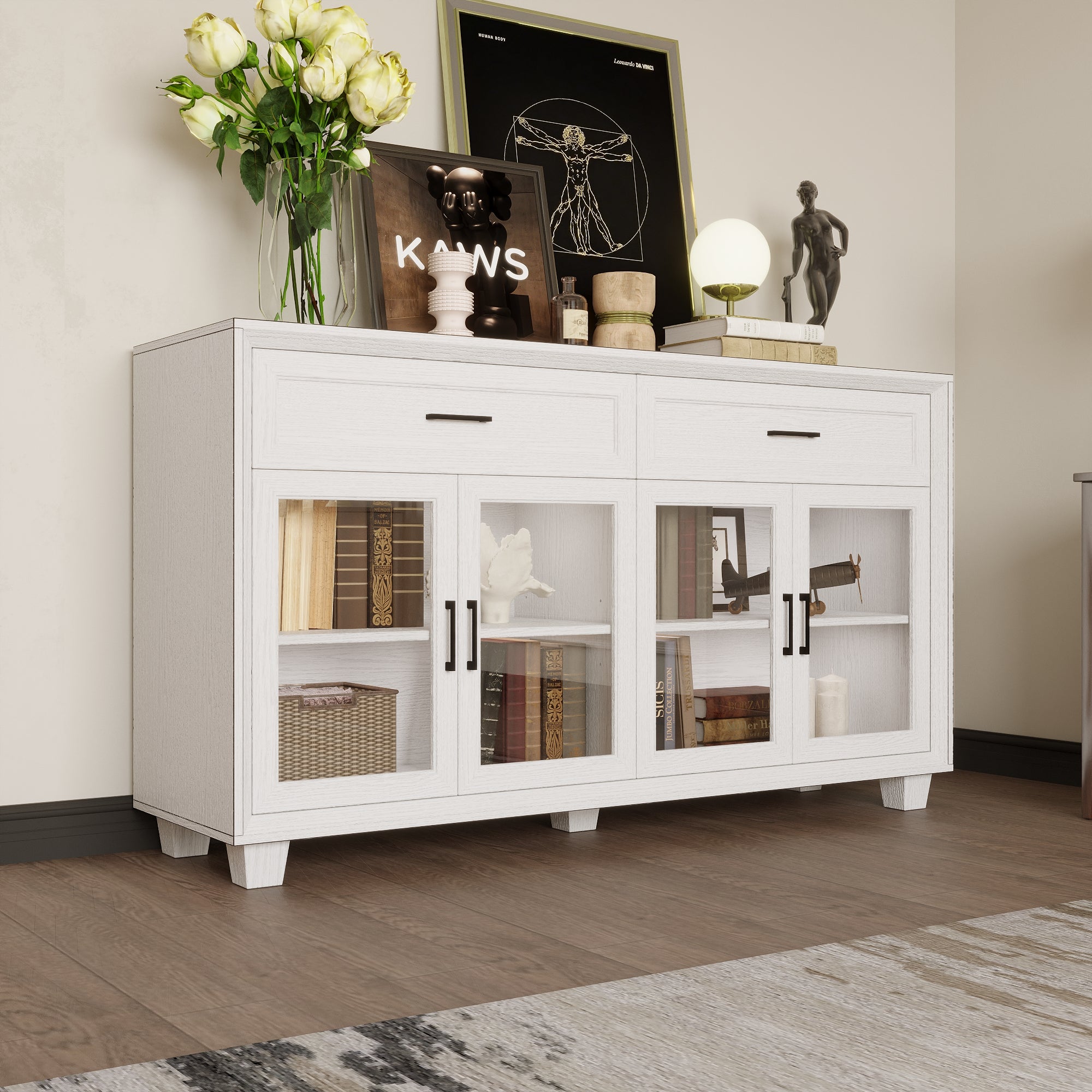 63" W Sideboard Cabinet Buffet Storage Cabinet