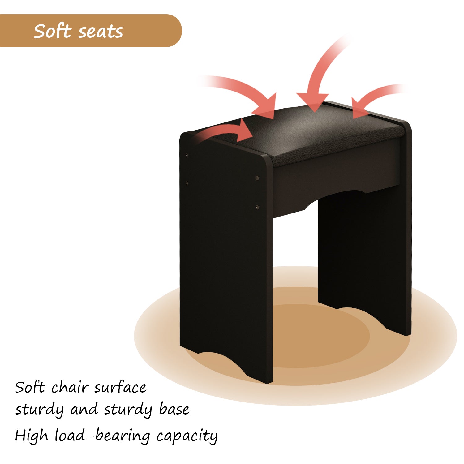 Modern Vanity Desk With Mirror, 5 Drawers, Shelves And Matching Stool, Makeup Dressing Table