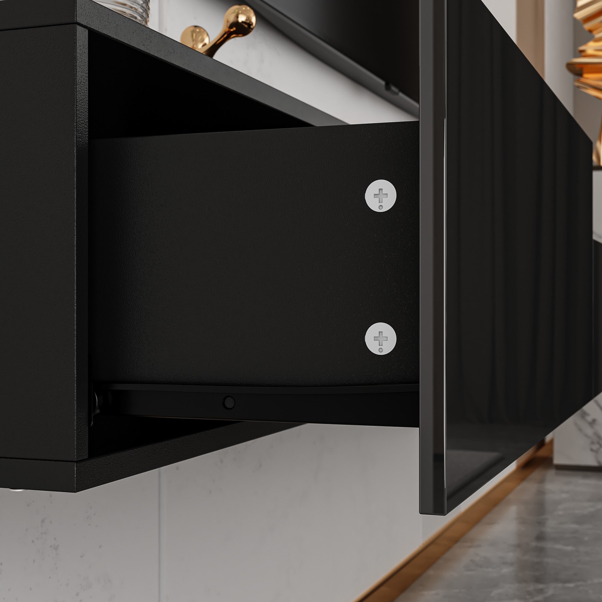 110'' Floating High Gloss TV Stand With LED Light