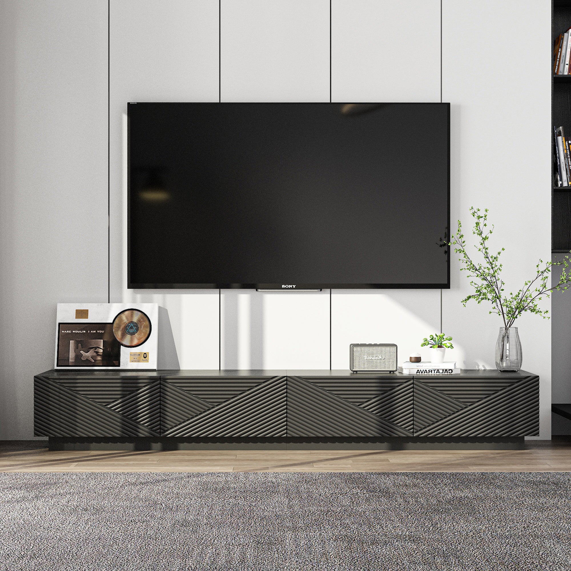 70'' Media Console TV Stand With Drop-Down Doors