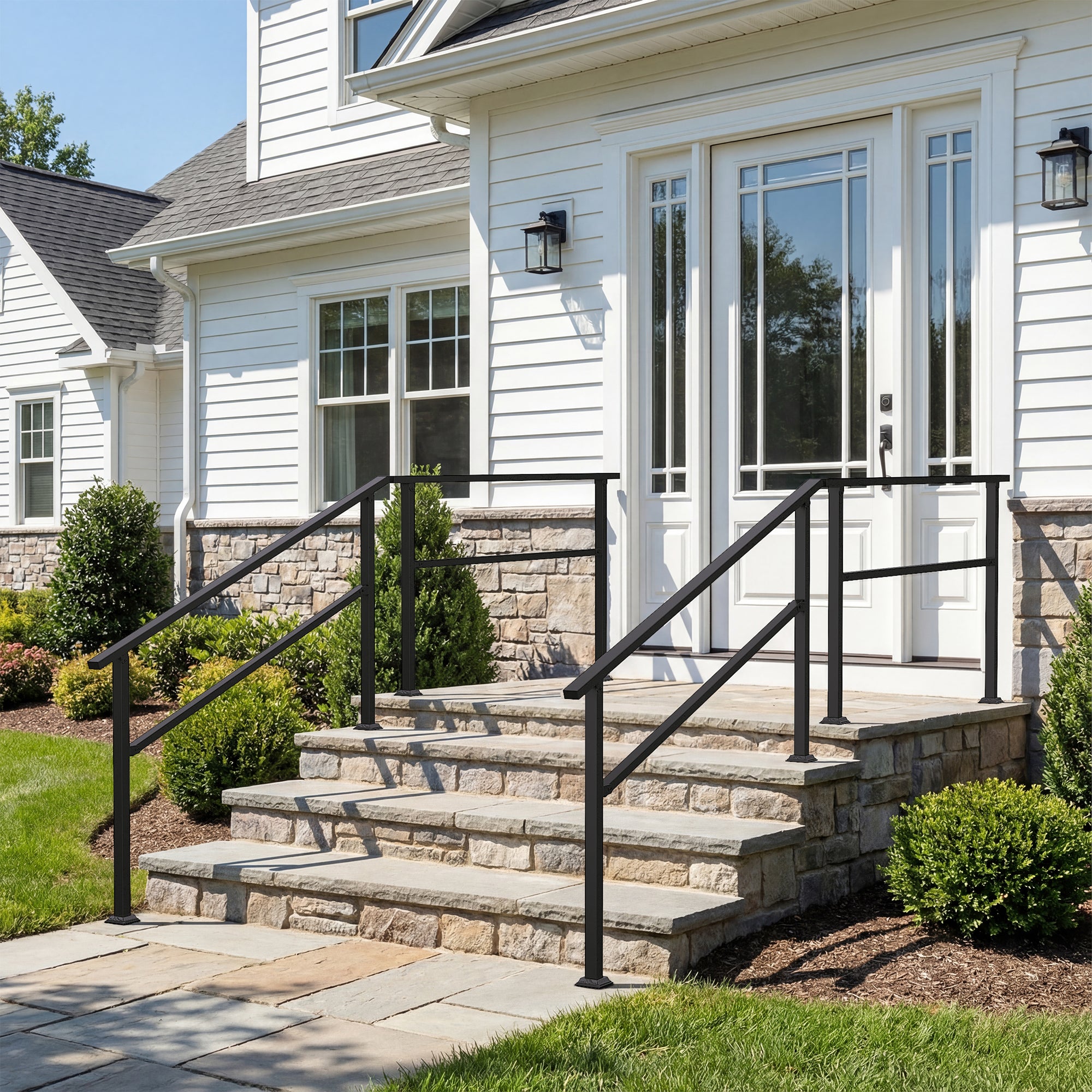 Stair Railing Kit Handrail Flexible Outdoor Deck Hand Rail(Set of 2)