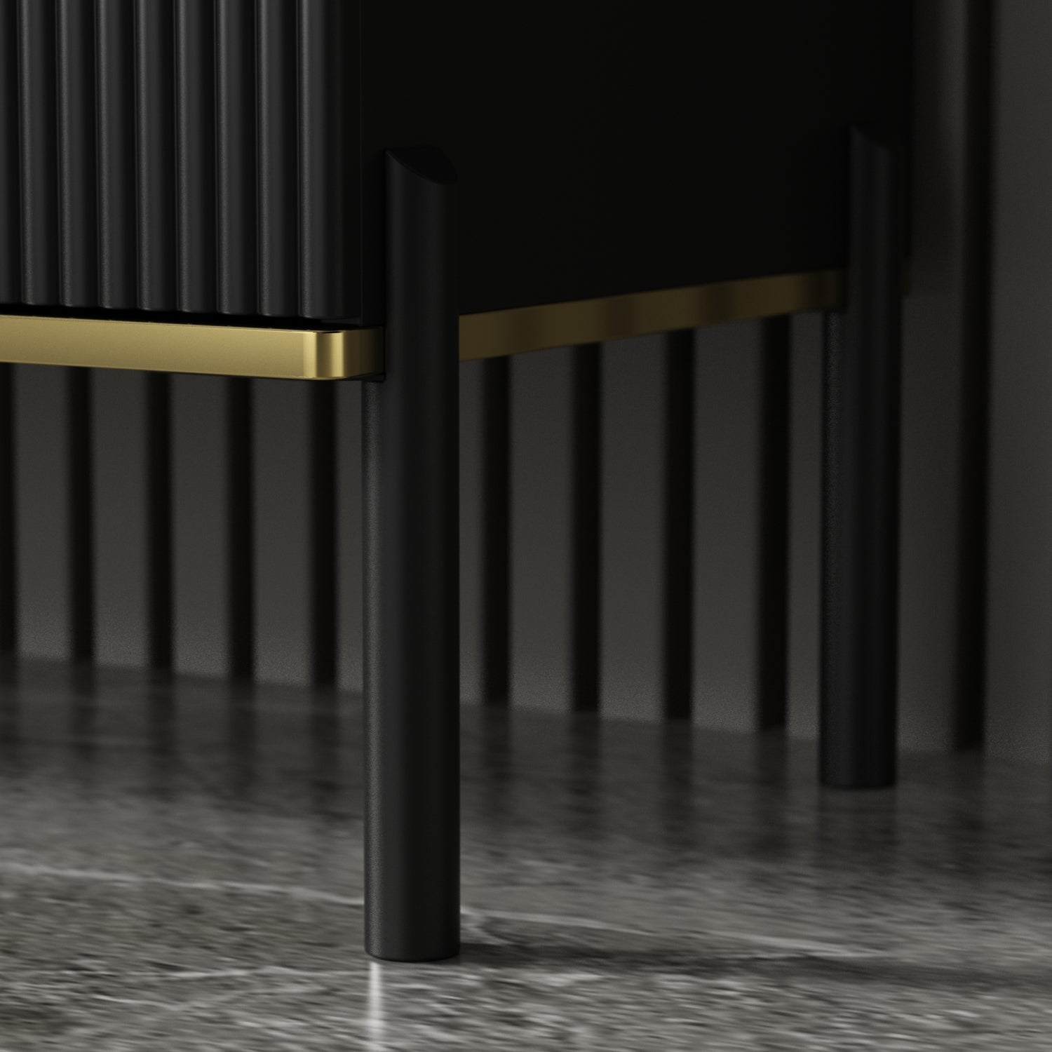 Wide Sideboard Buffet Storage Cabinet in Black with Drawer & Pop-up Doors