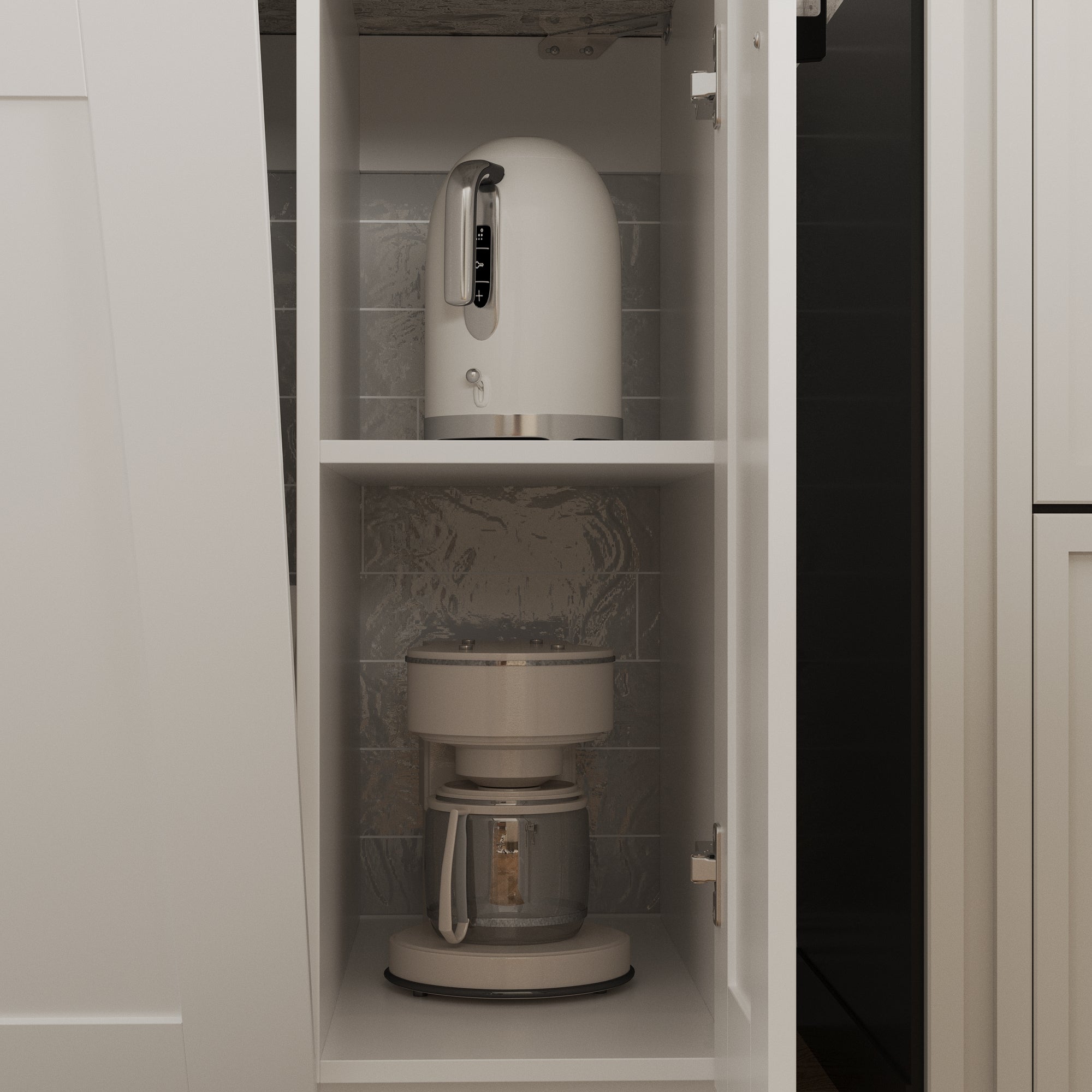 30 inch Modern White Food Pantry with Wall-Mounted Cabinet
