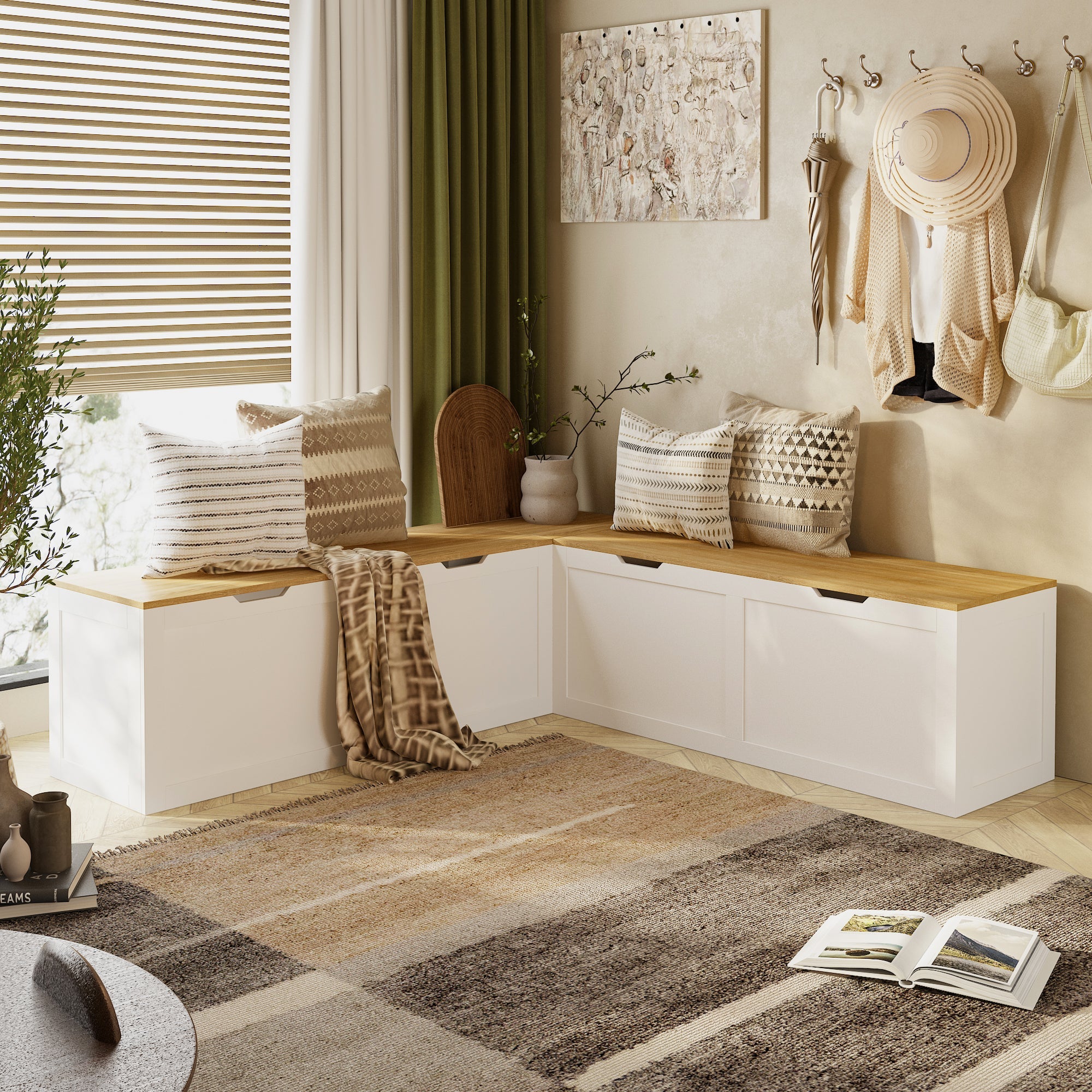 Corner Shoe Storage Bench