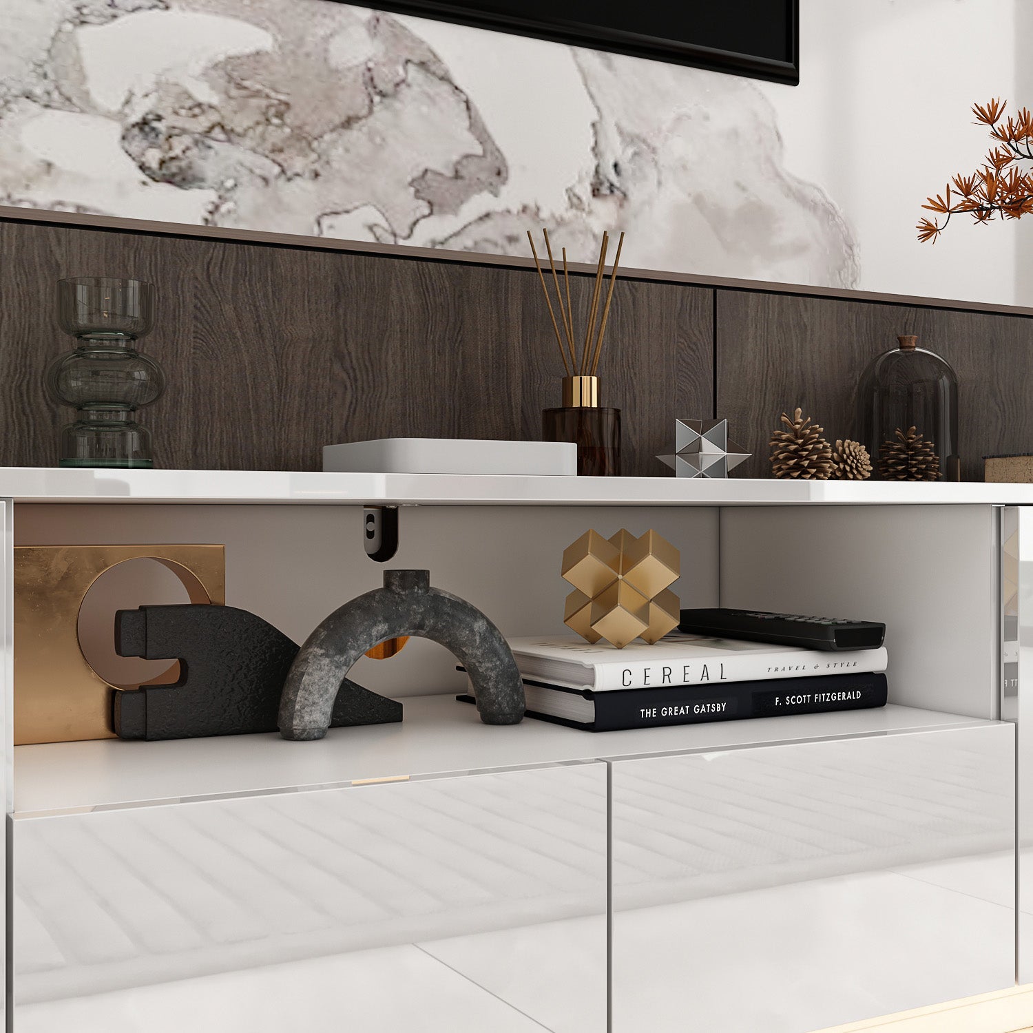 LED TV Stand Console Table Entertainment Center High Gloss