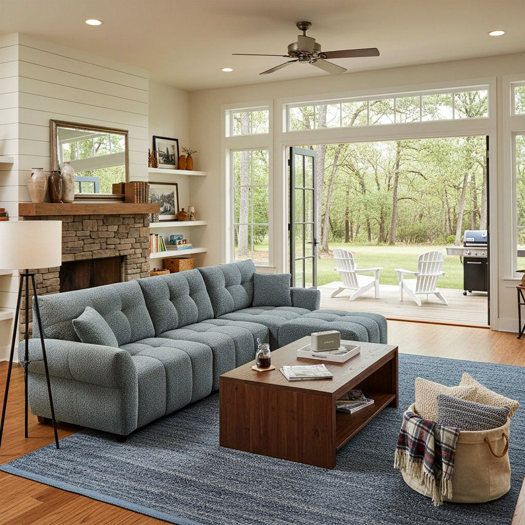 4-Piece Modern Upholstered L-Shape Sectional Sofa With Premium Fabric