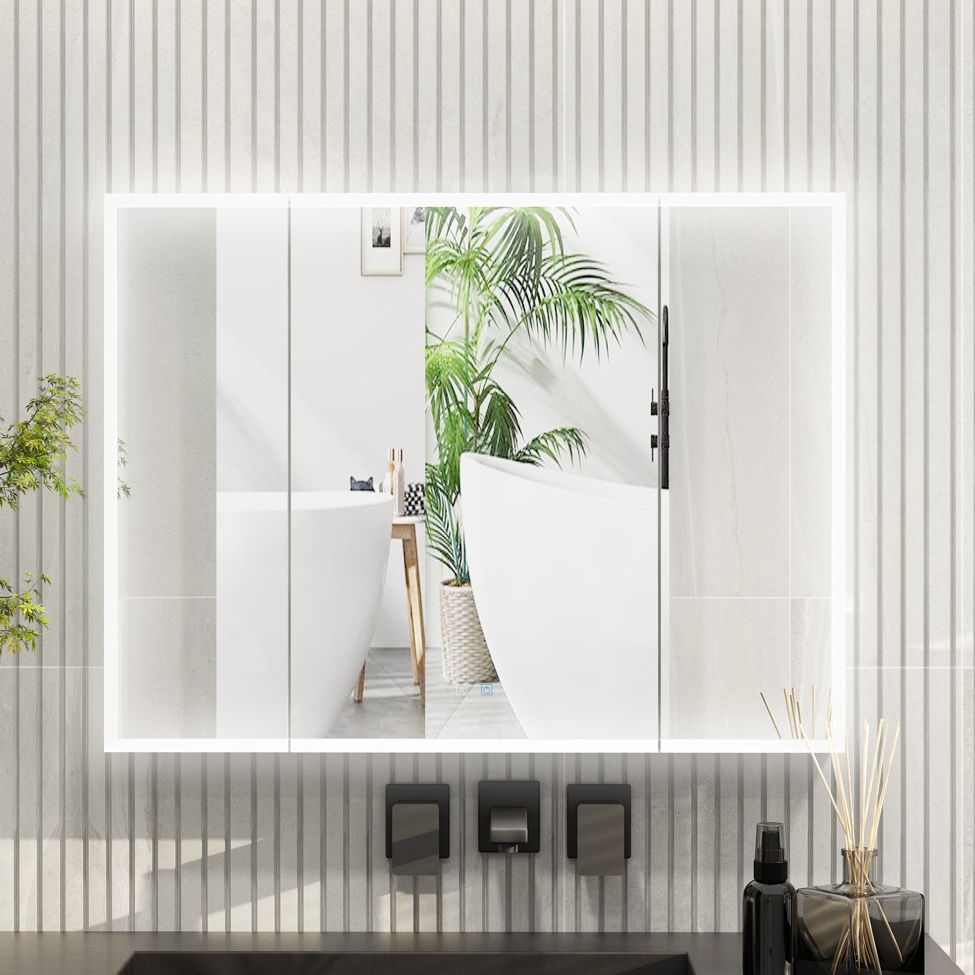 Bathroom Medicine Cabinet With Lights and Defogger(Triple Door)