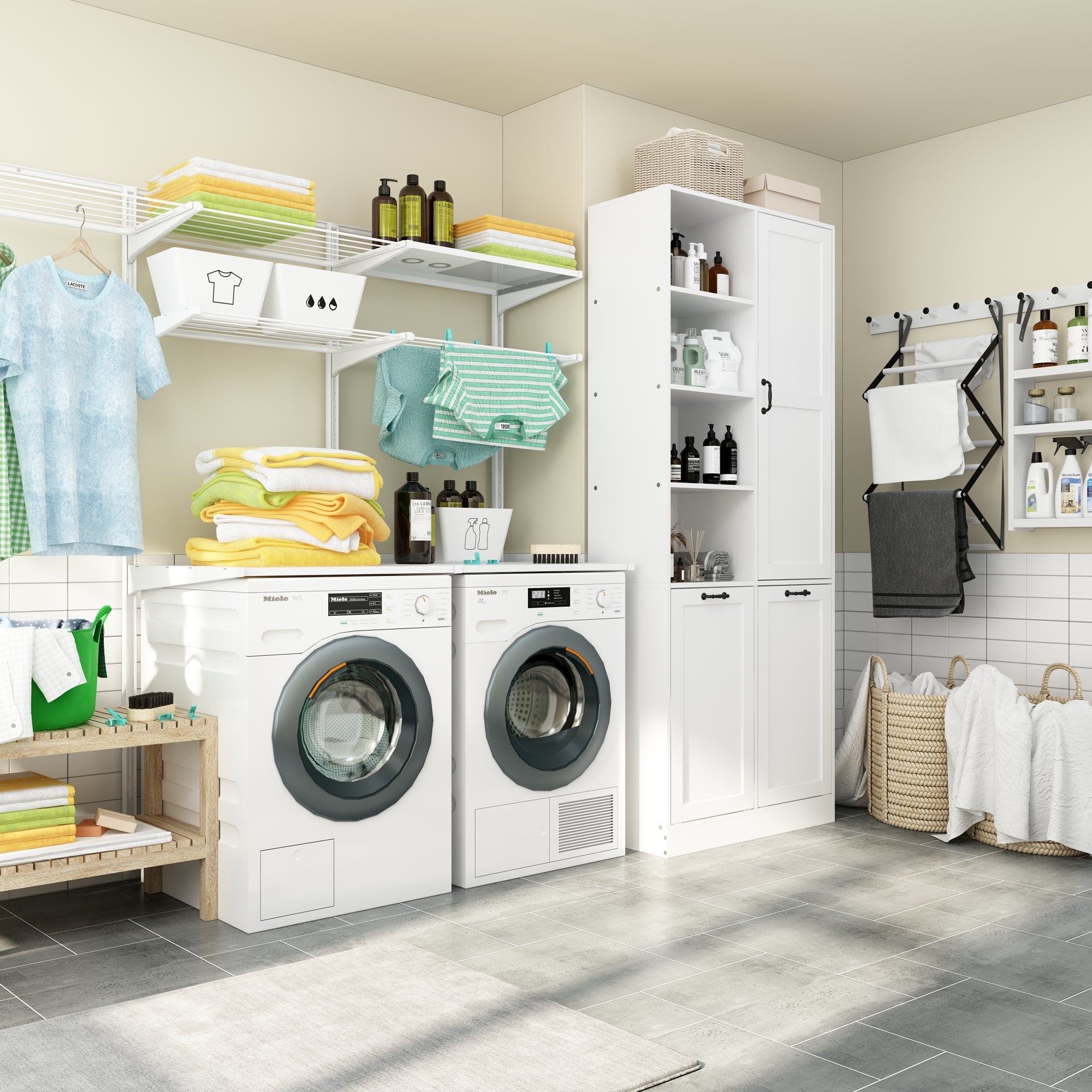 Elegent Bathroom Cabinet With White Finish