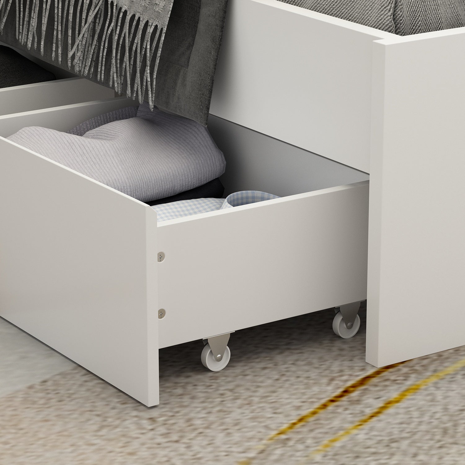 Platform Storage Queen Bed with Storage Headboard and 2 Drawers