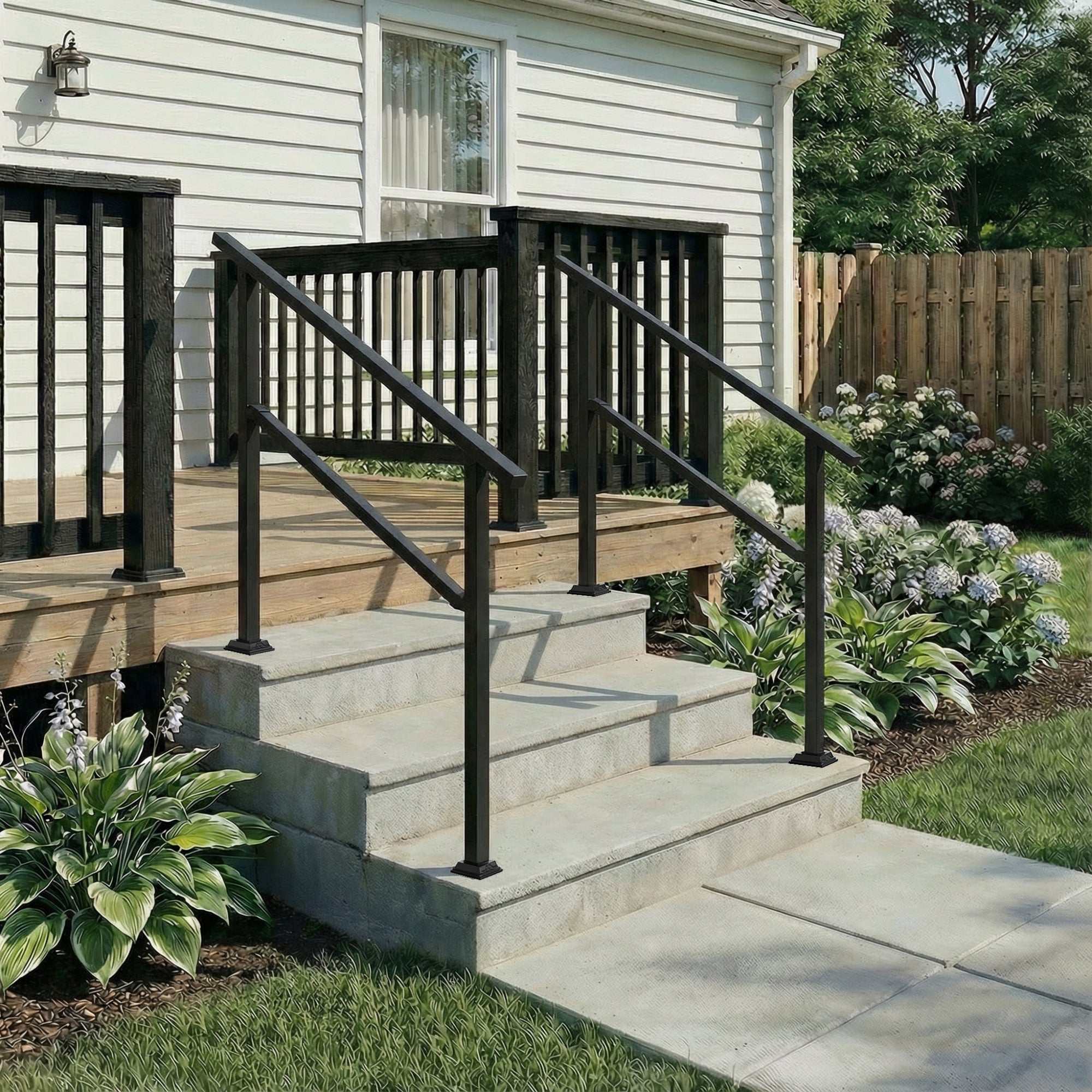 Stair Railing Kit Handrail Flexible Outdoor Deck Hand Rail(Set of 2)